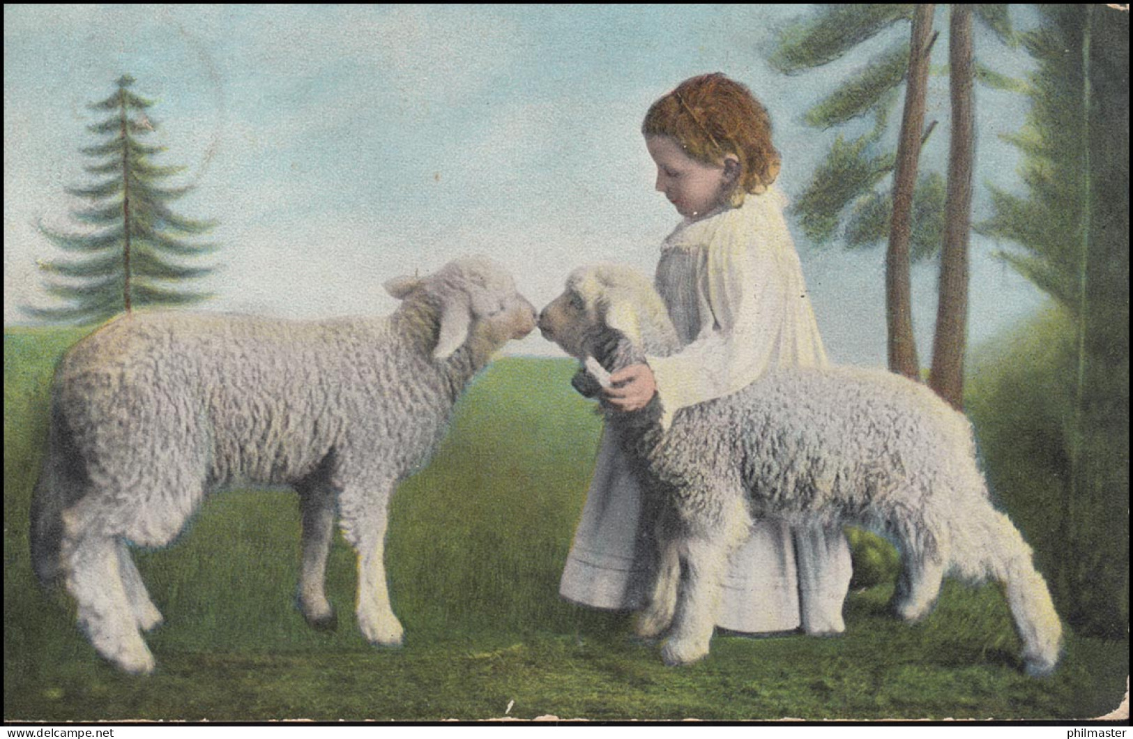 England Tier-AK Mädchen Mit Zwei Lämmern, VENTNOR 4.11.1905 - Sonstige & Ohne Zuordnung