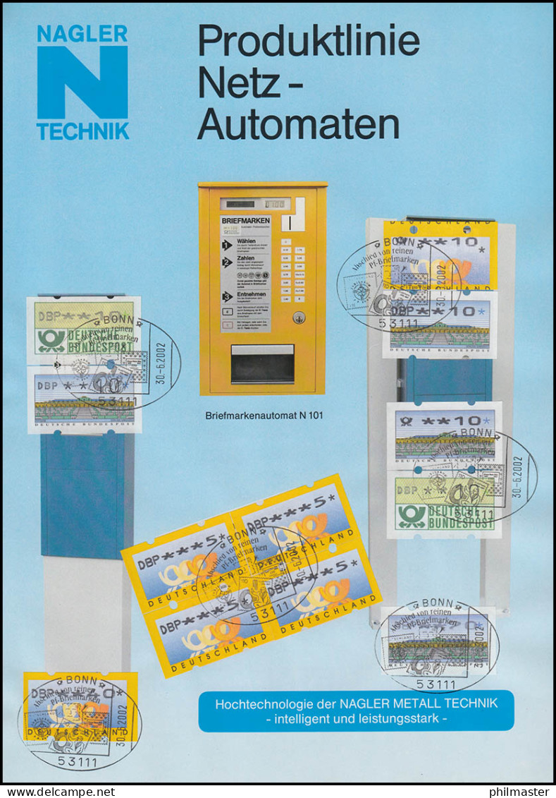 NAGLER-TECHNIK Produktlinie Netz-Automaten Mit 12 Nagler-ATM Alle SSt 30.6.2002 - Timbres De Distributeurs [ATM]
