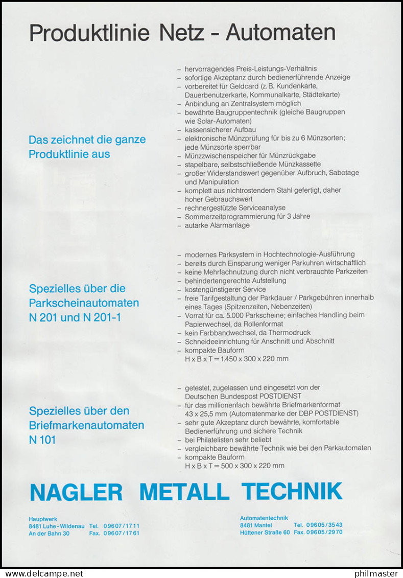NAGLER-TECHNIK Produktlinie Netz-Automaten Mit 12 Nagler-ATM Alle SSt 30.6.2002 - Vignette [ATM]