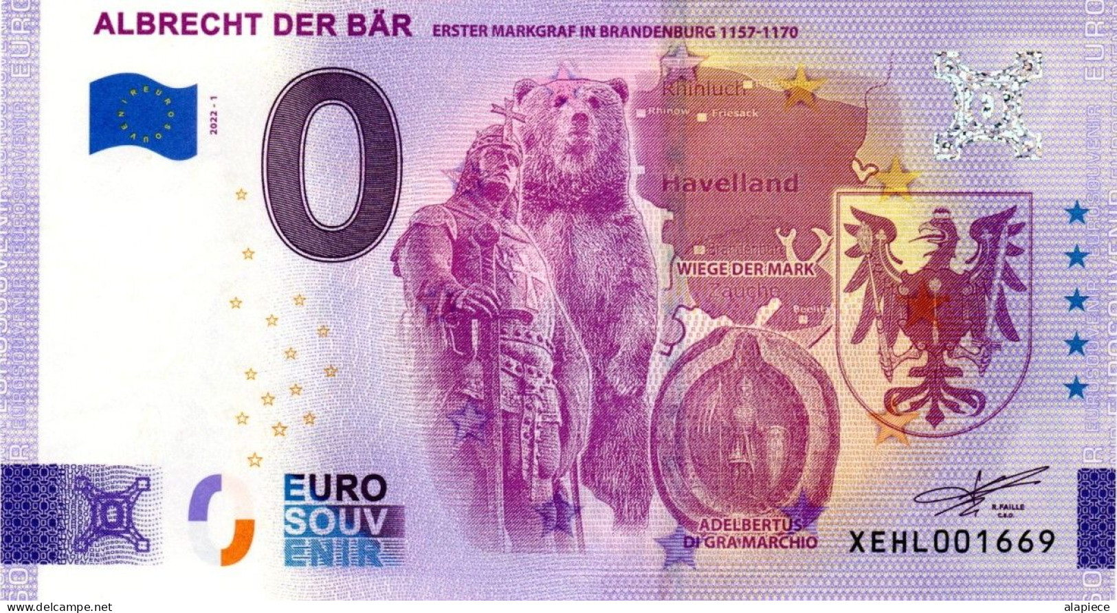 Billet Touristique - 0 Euro - Allemagne - Albrecht Der Bär (2022-1) - Private Proofs / Unofficial