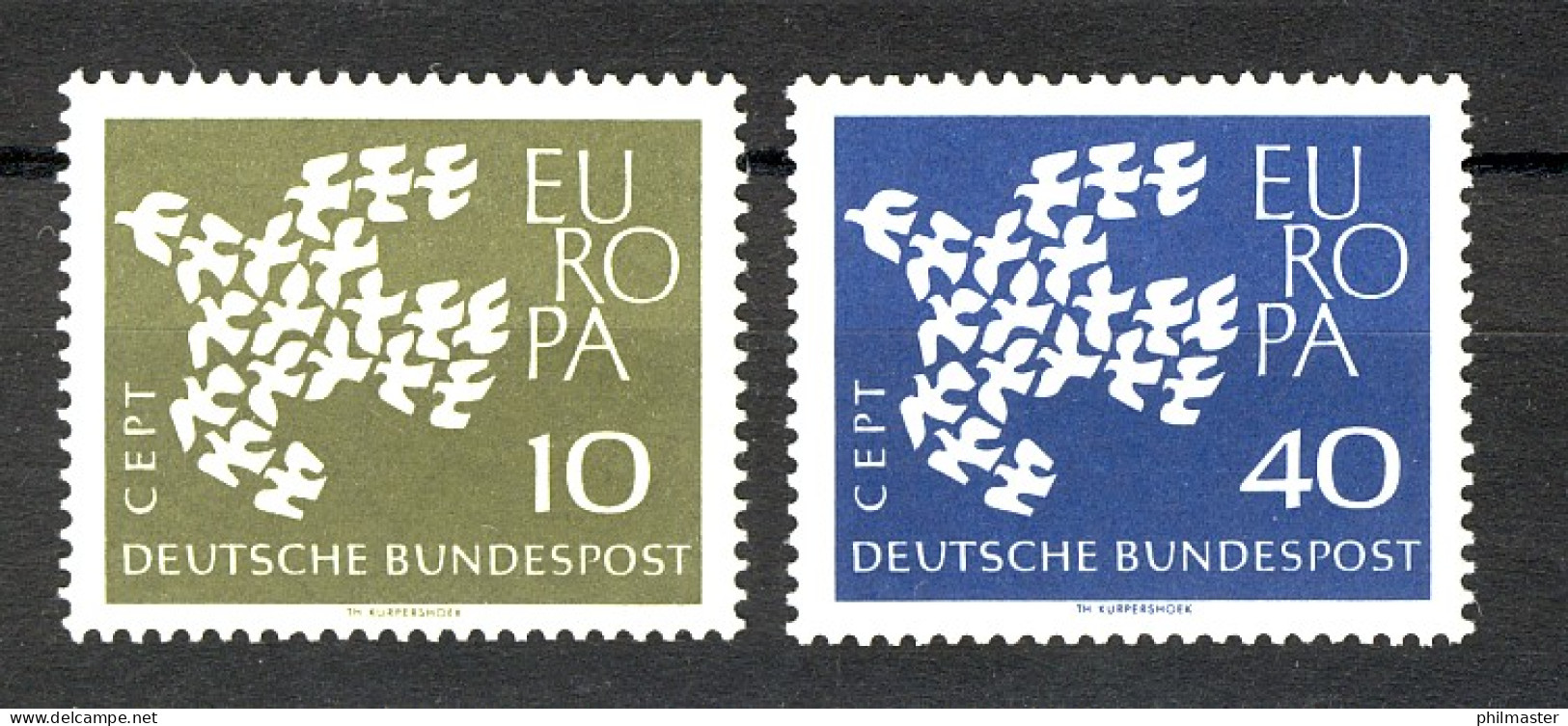 367-368xv Europa 1961, Geriffelte Gummierung, Satz Postfrisch ** - Neufs