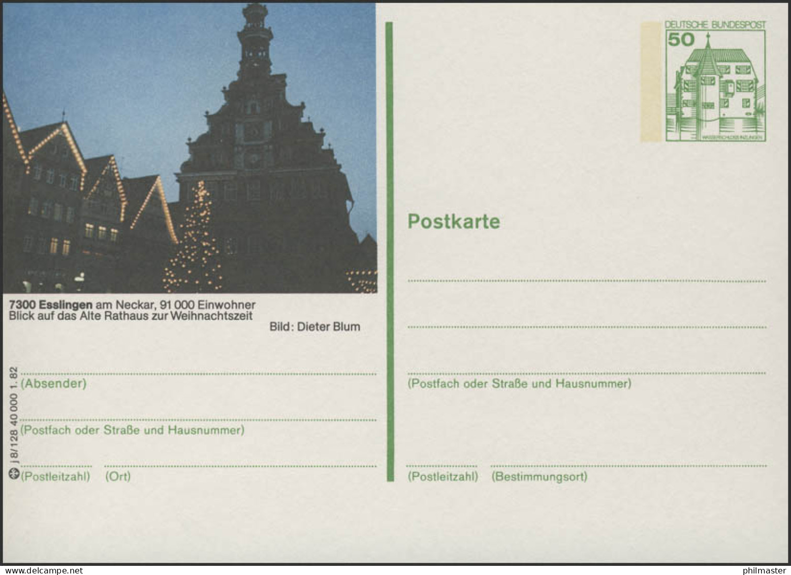P134-j8/128 - 7300 Esslingen, Rathaus Zu Weihnachten ** - Geïllustreerde Postkaarten - Ongebruikt