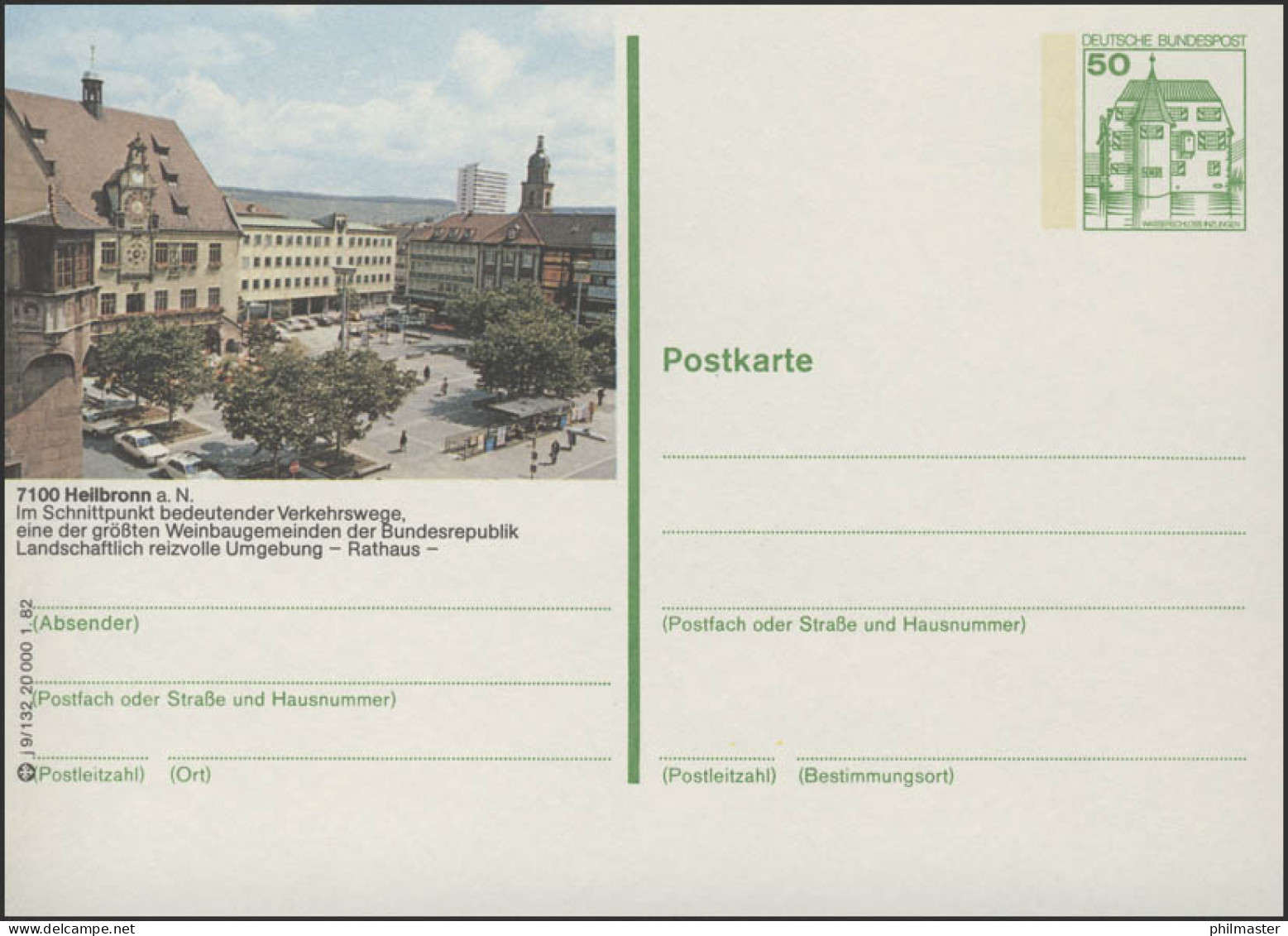 P134-j9/132 - 7100 Heilbronn, Rathaus ** - Cartoline Illustrate - Nuovi