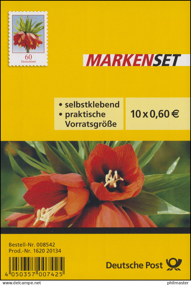 FB 35 Blume Kaiserkrone 60 Cent, Folienblatt Mit 10 X 3046, EV-O Bonn - 2011-2020