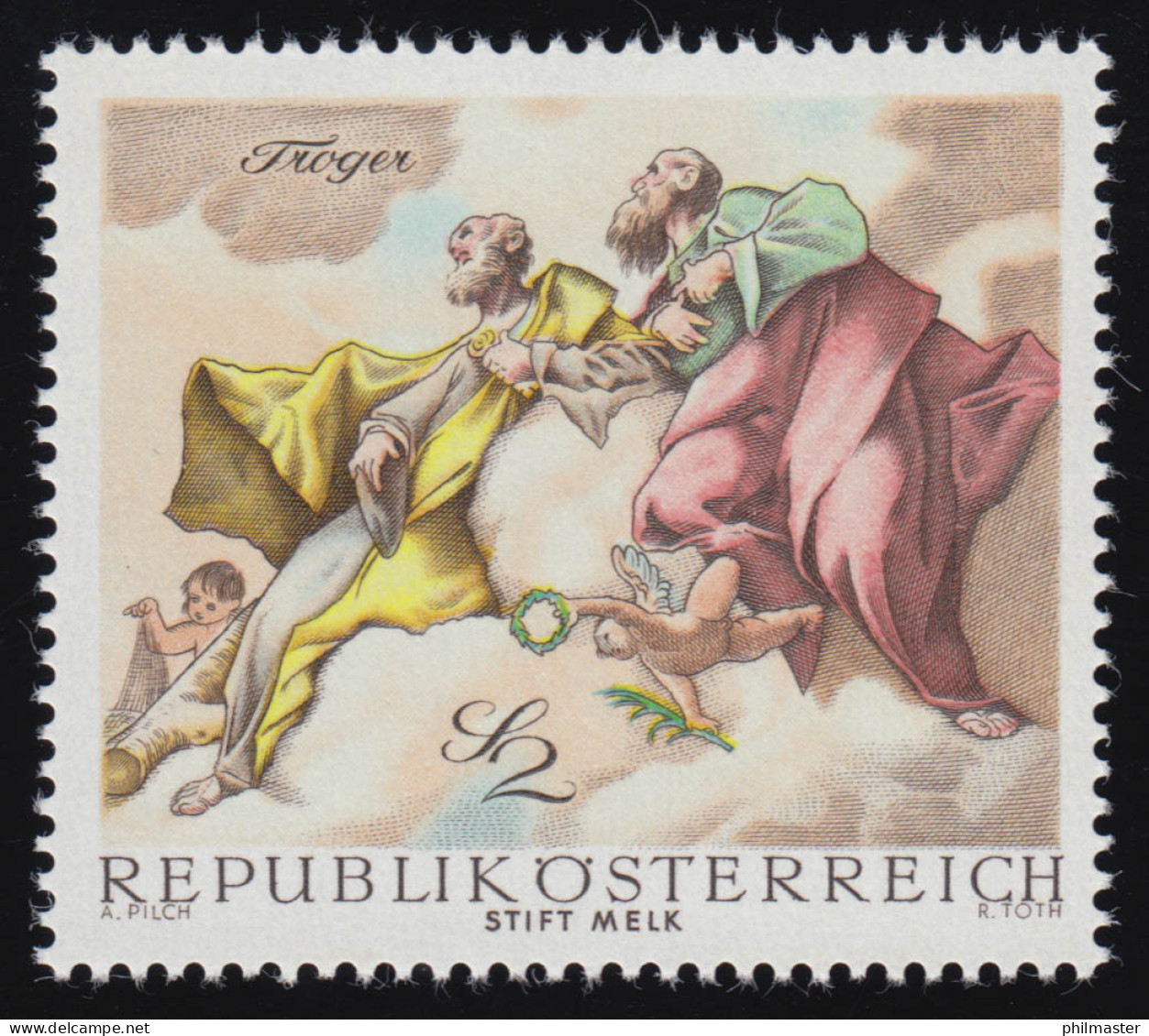 1280 Barocke Fresken, Übergabe Stift Melk An Die Benediktiner 2 S, Postfrisch ** - Unused Stamps