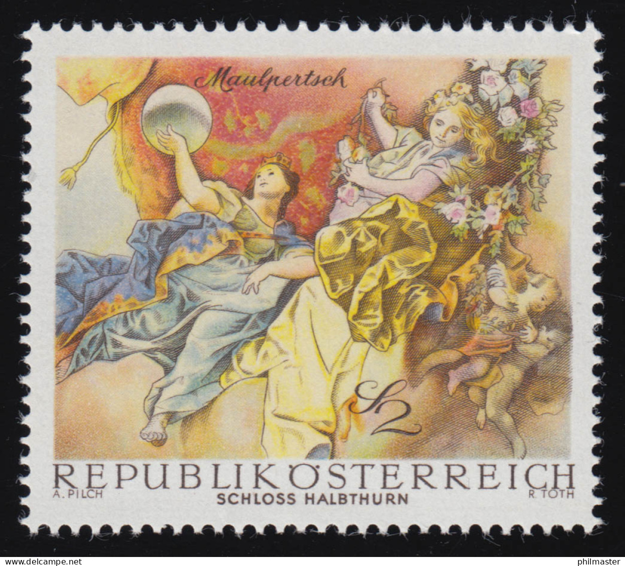 1283 Barocke Fresken, Allegorie D. Zeit, Schloss Halbthurn, 2 S, Postfrisch ** - Unused Stamps