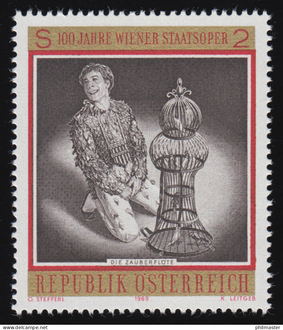 1295 100 J. Wiener Staatsoper, Die Zauberflöte, Mozart, 2 S, Postfrisch  ** - Ongebruikt