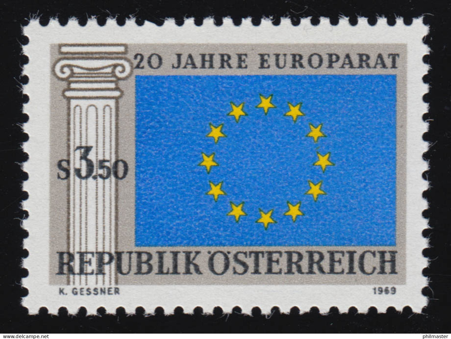 1292 20 Jahre Europarat, Emblem Aus 12 Sternen, Griech. Statue, 3.50 S,  ** - Ungebraucht