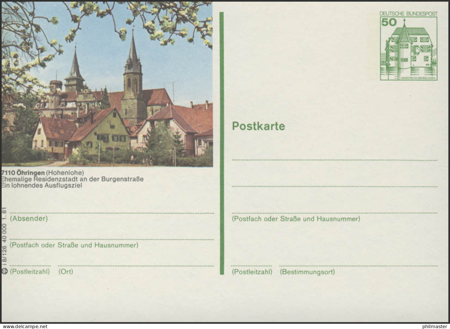 P134-i8/126 - 7110 Öhringen - Stadtansicht Mit Kirche ** - Cartoline Illustrate - Nuovi