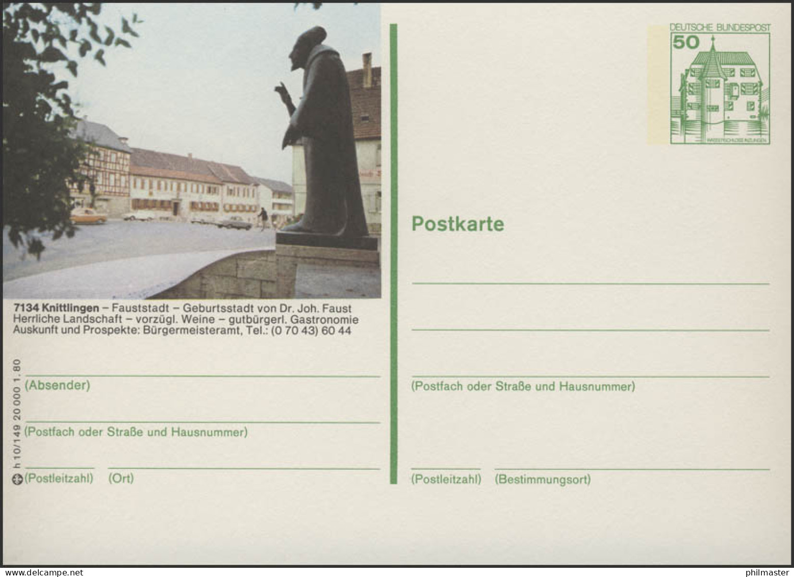 P130-h10/149 - 7134 Knittlingen - Teilansicht Faust ** - Illustrated Postcards - Mint