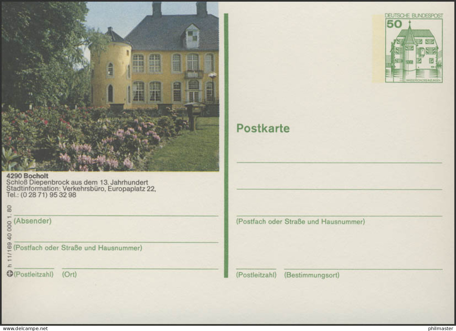 P130-h11/169 - 4290 Bocholt - Schloß Diepenbrock ** - Illustrated Postcards - Mint