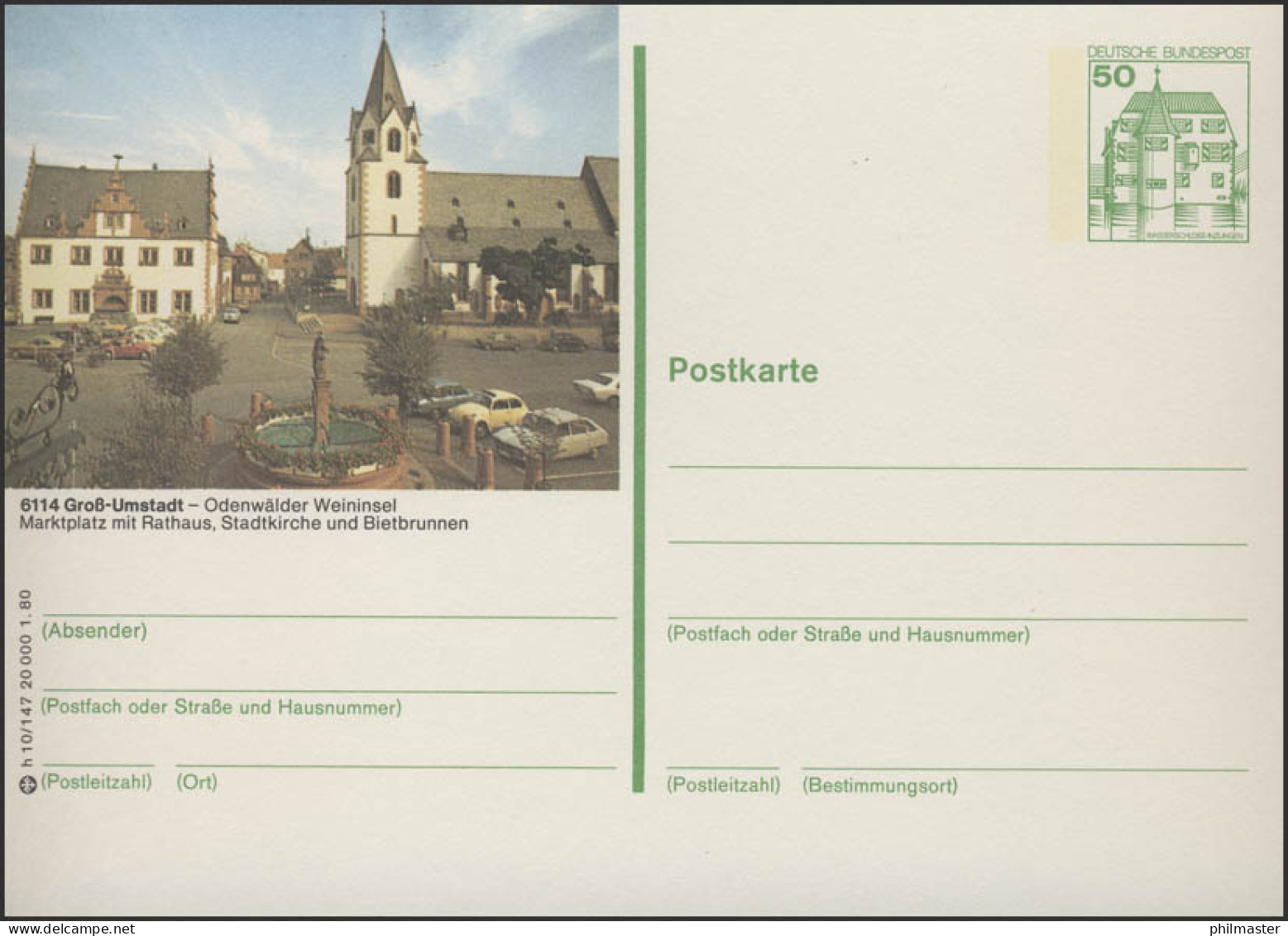 P130-h10/147 - 6114 Groß Umstadt - Marktplatz Rathaus ** - Illustrated Postcards - Mint