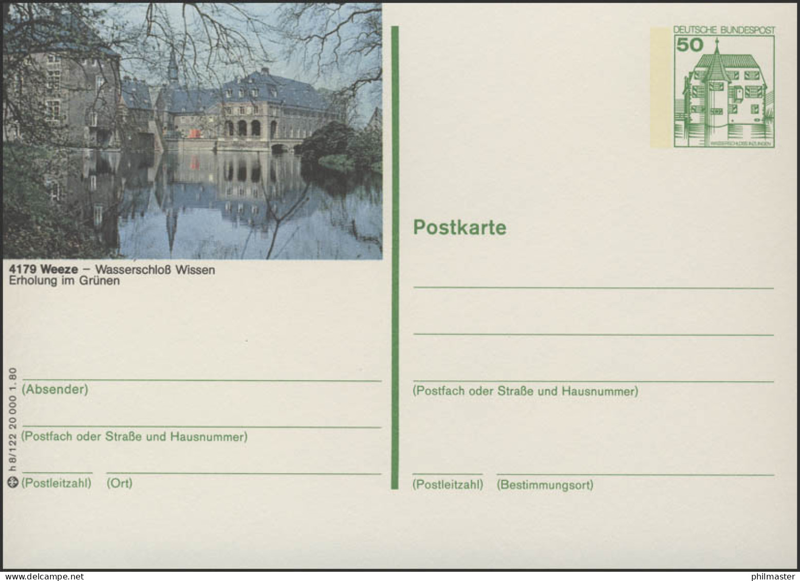 P130-h8/122 - 4179 Weeze, Wasserschloß ** - Illustrated Postcards - Mint