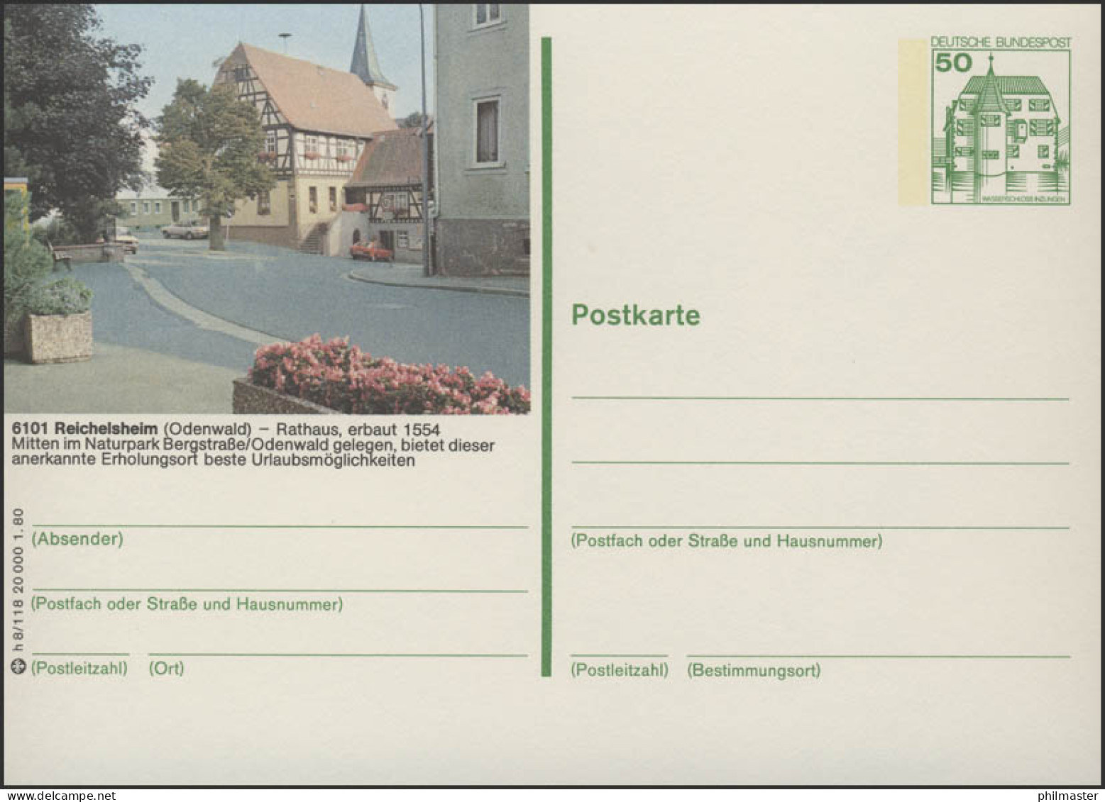 P130-h8/118 - 6101 Reichelsheim, Rathaus ** - Cartoline Illustrate - Nuovi