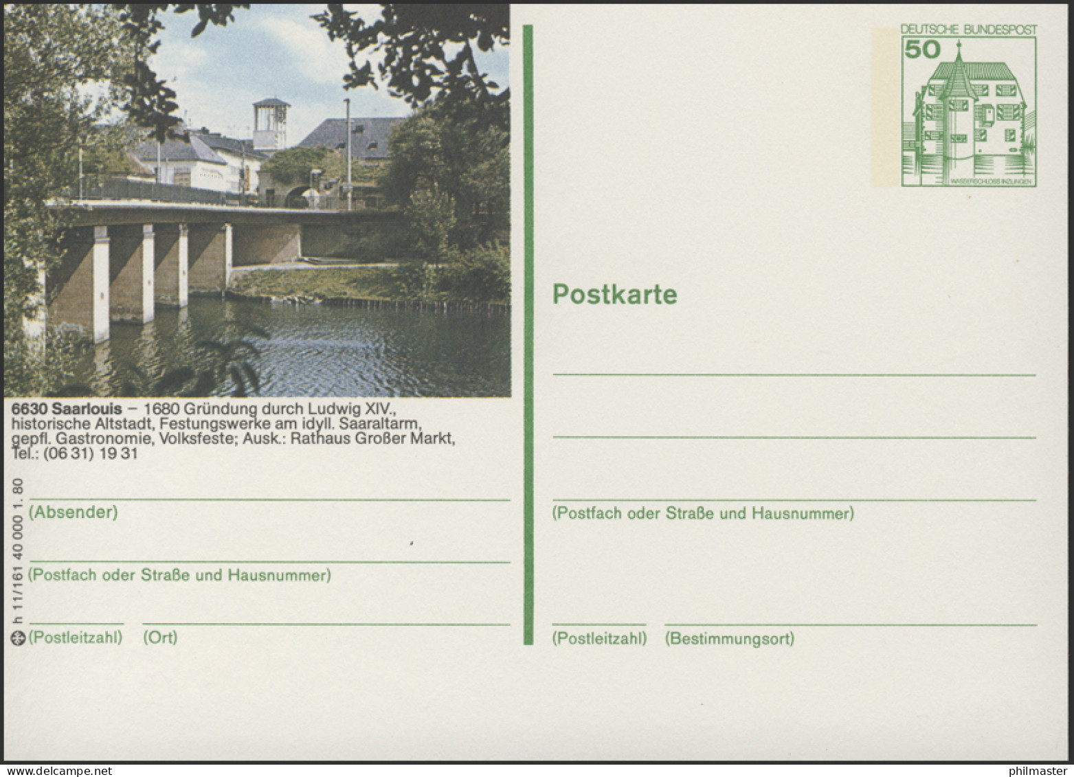 P130-h11/161 - 6630 Saarlouis, Brücke über Saaraltarm ** - Cartes Postales Illustrées - Neuves