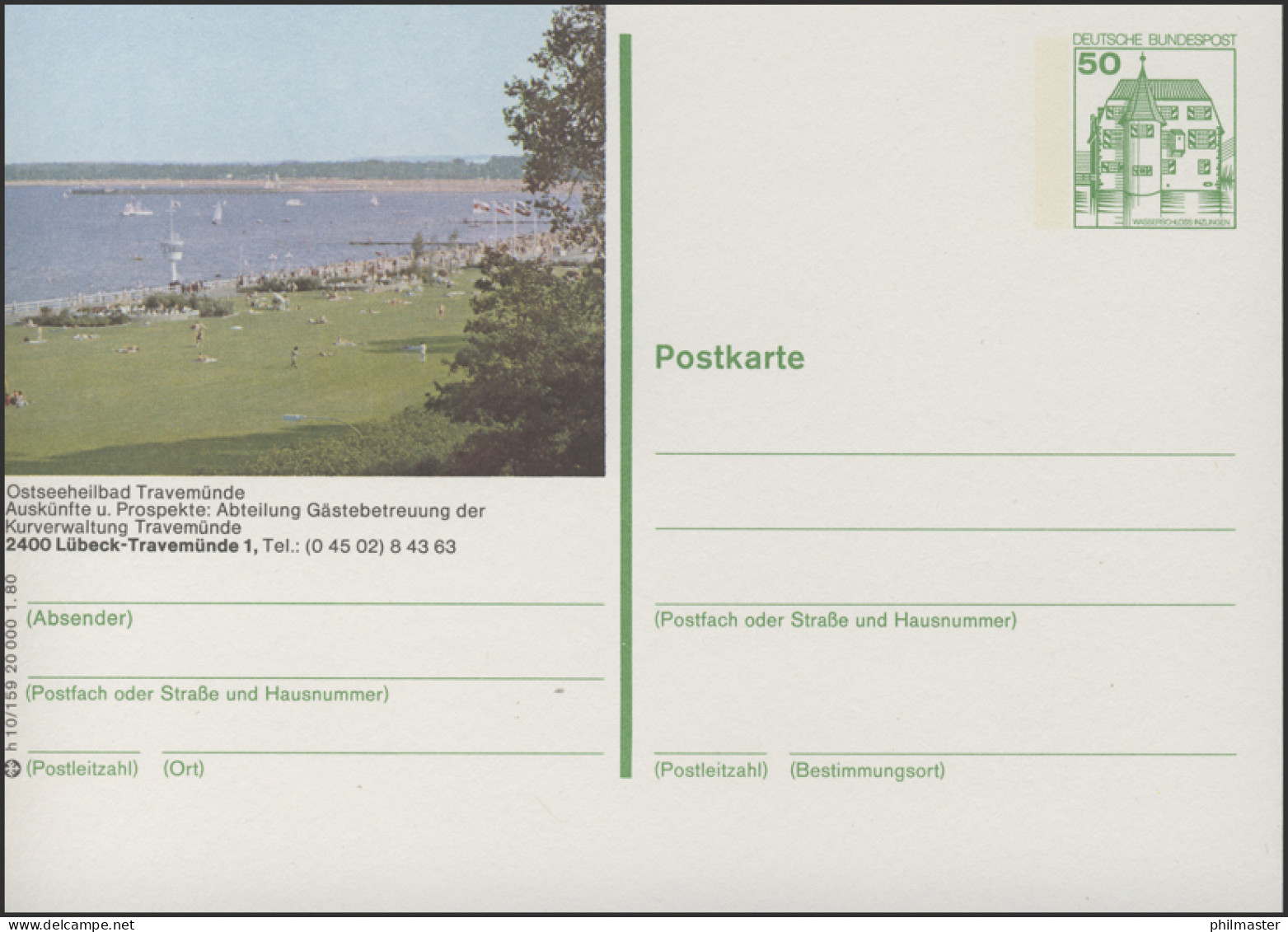 P130-h10/159 - 2400 Lübeck-Travemünde, Badestrand ** - Illustrated Postcards - Mint