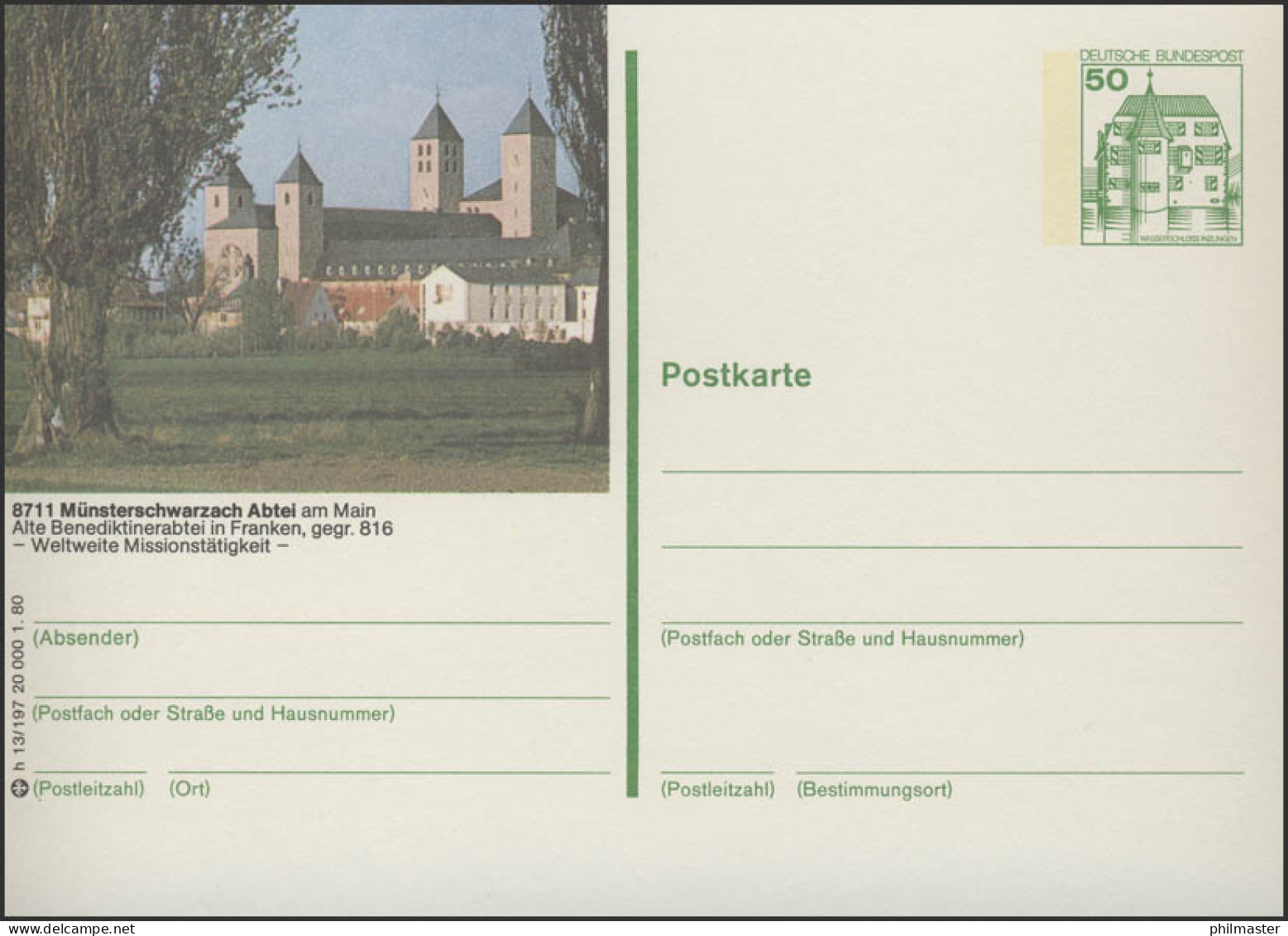 P130-h13/197 - 8711 Münsterschwarzach, Abtei ** - Geïllustreerde Postkaarten - Ongebruikt