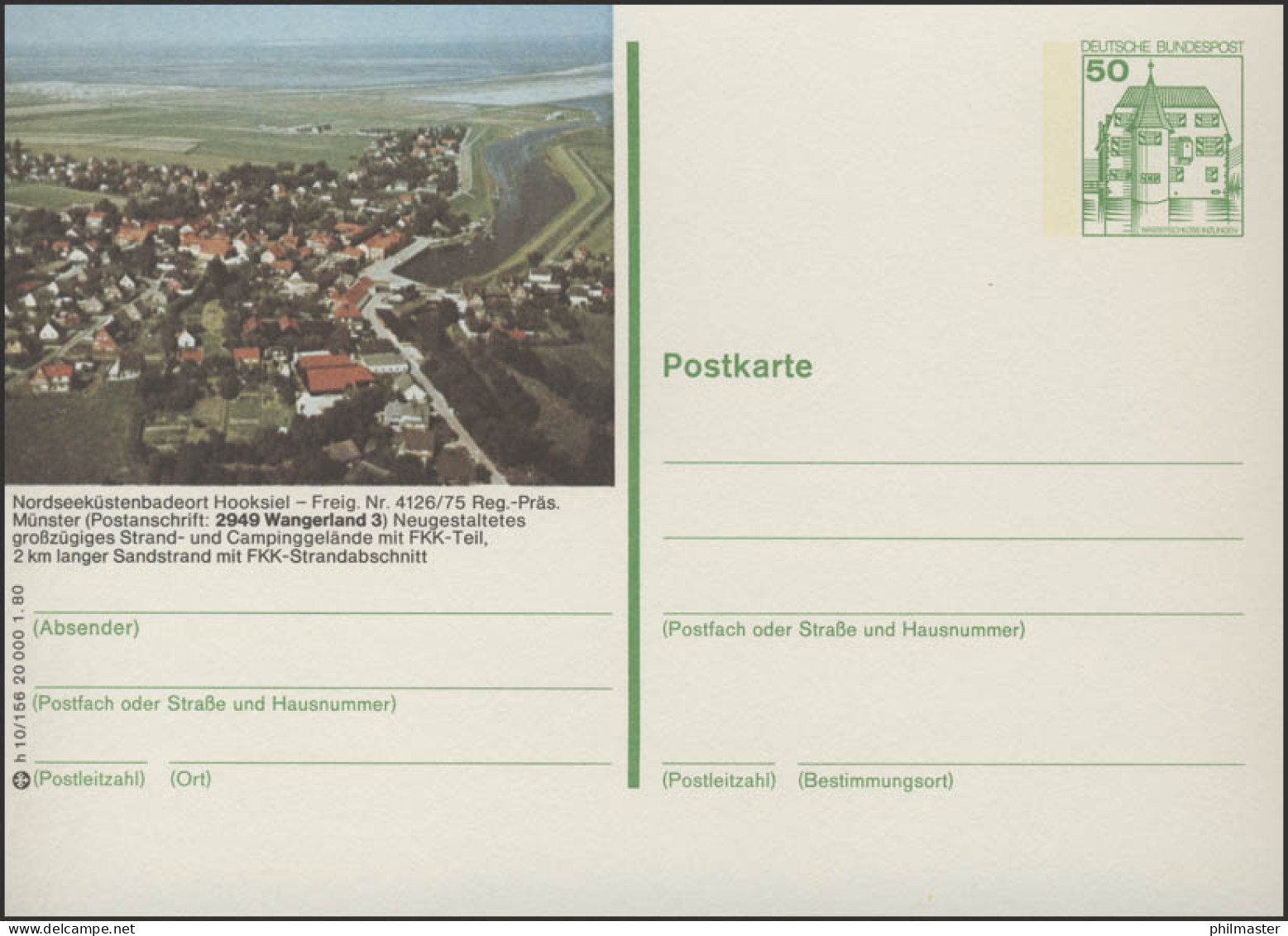 P130-h10/156 - 2949 Wangerland 3, Hooksiel Luftbild ** - Cartoline Illustrate - Nuovi