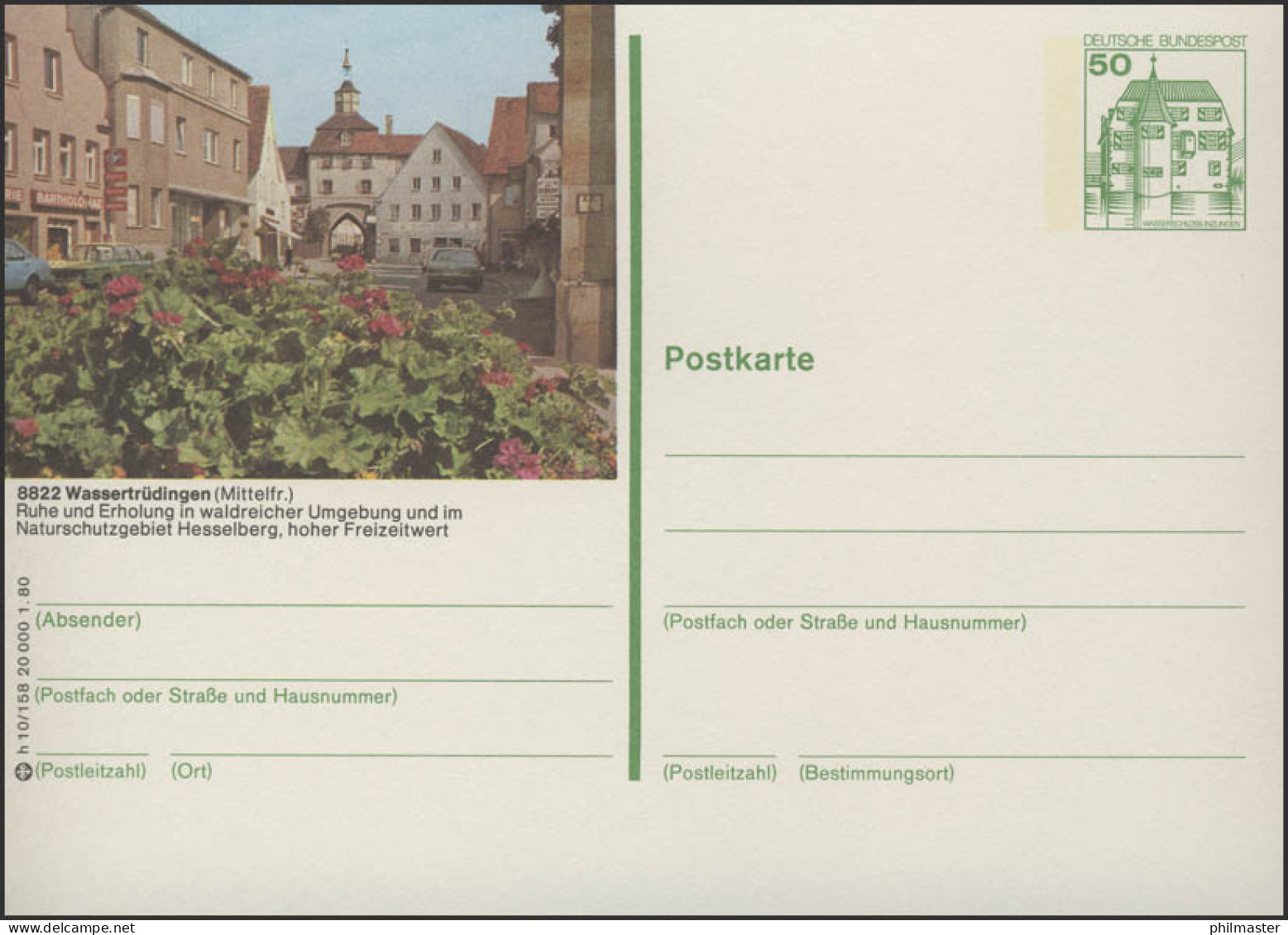P130-h10/158 - 8822 Wassertrüdingen, Stadtansicht ** - Illustrated Postcards - Mint
