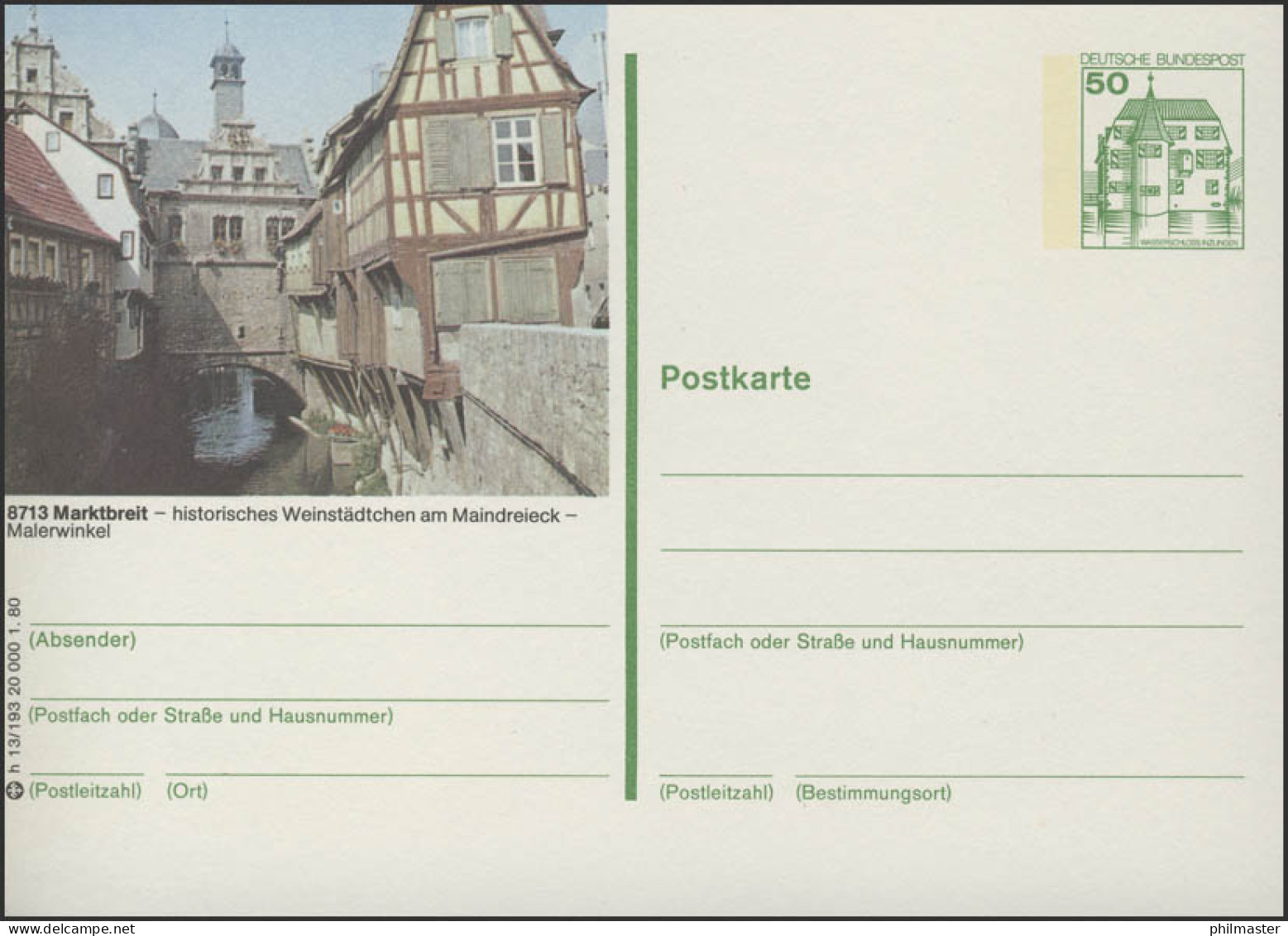 P130-h13/193 - 8713 Marktbreit, Malerwinkel ** - Illustrated Postcards - Mint