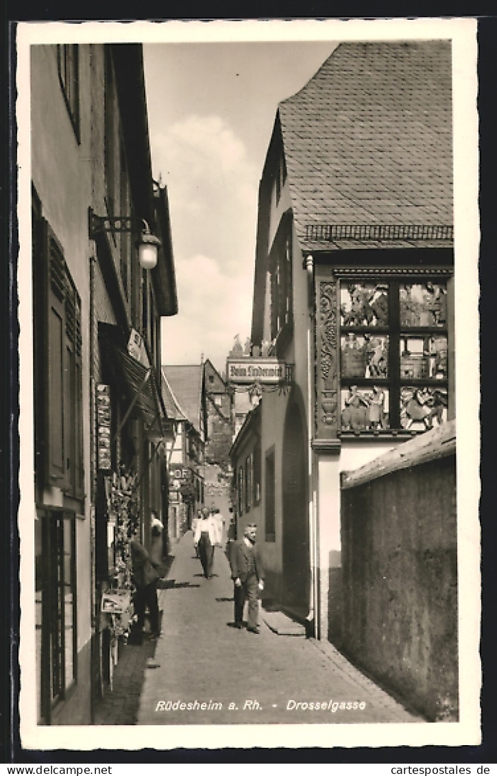 AK Rüdesheim Am Rhein, Drosselgasse Mit Der Gastwirtschaft Beim Lindenwirt  - Ruedesheim A. Rh.