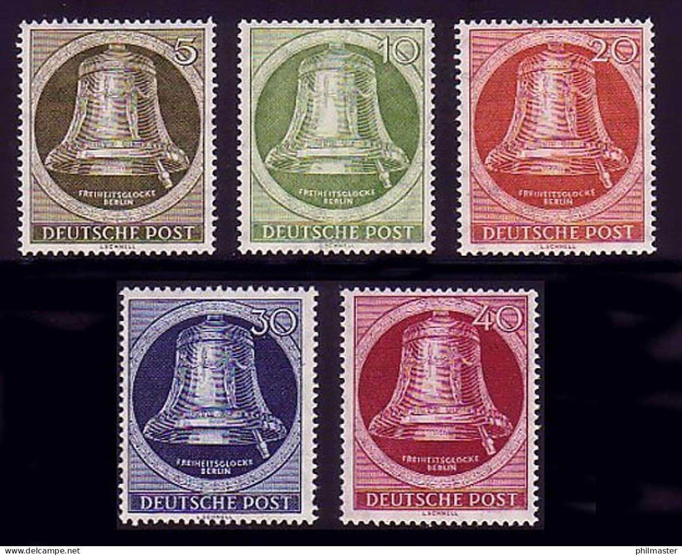 82-86 Glocke II (Klöppel Rechts) Kompletter Satz Postfrisch ** - Unused Stamps