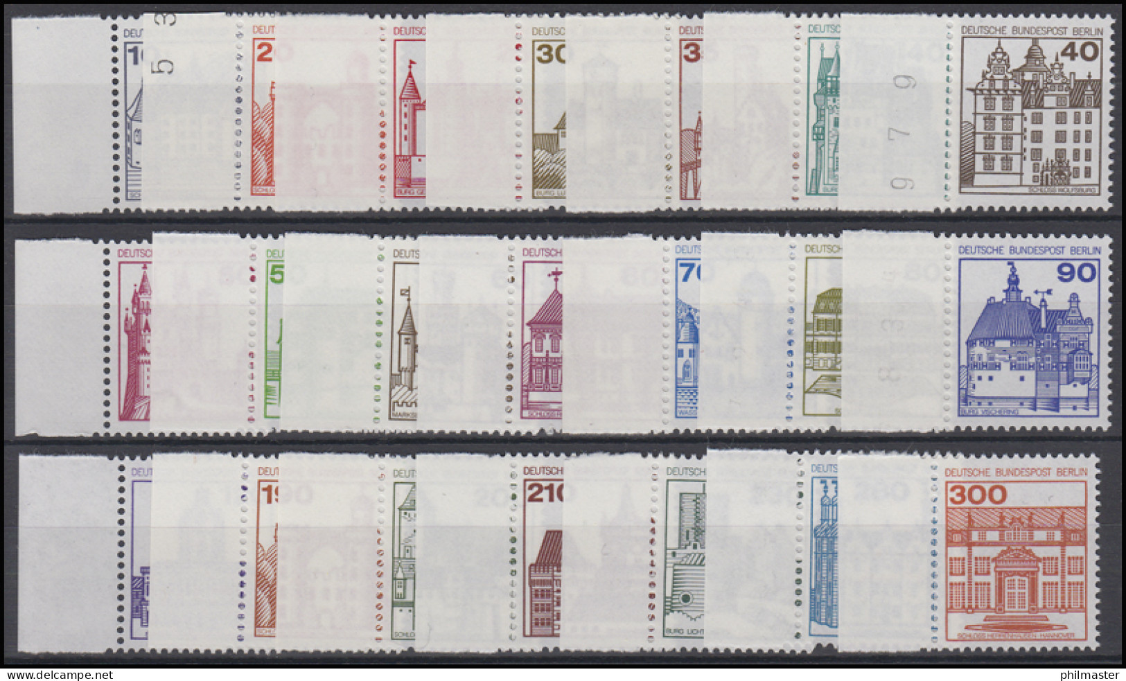 532ff BuS 21 Werte Komplett, Seitenrand, Satz ** - Unused Stamps