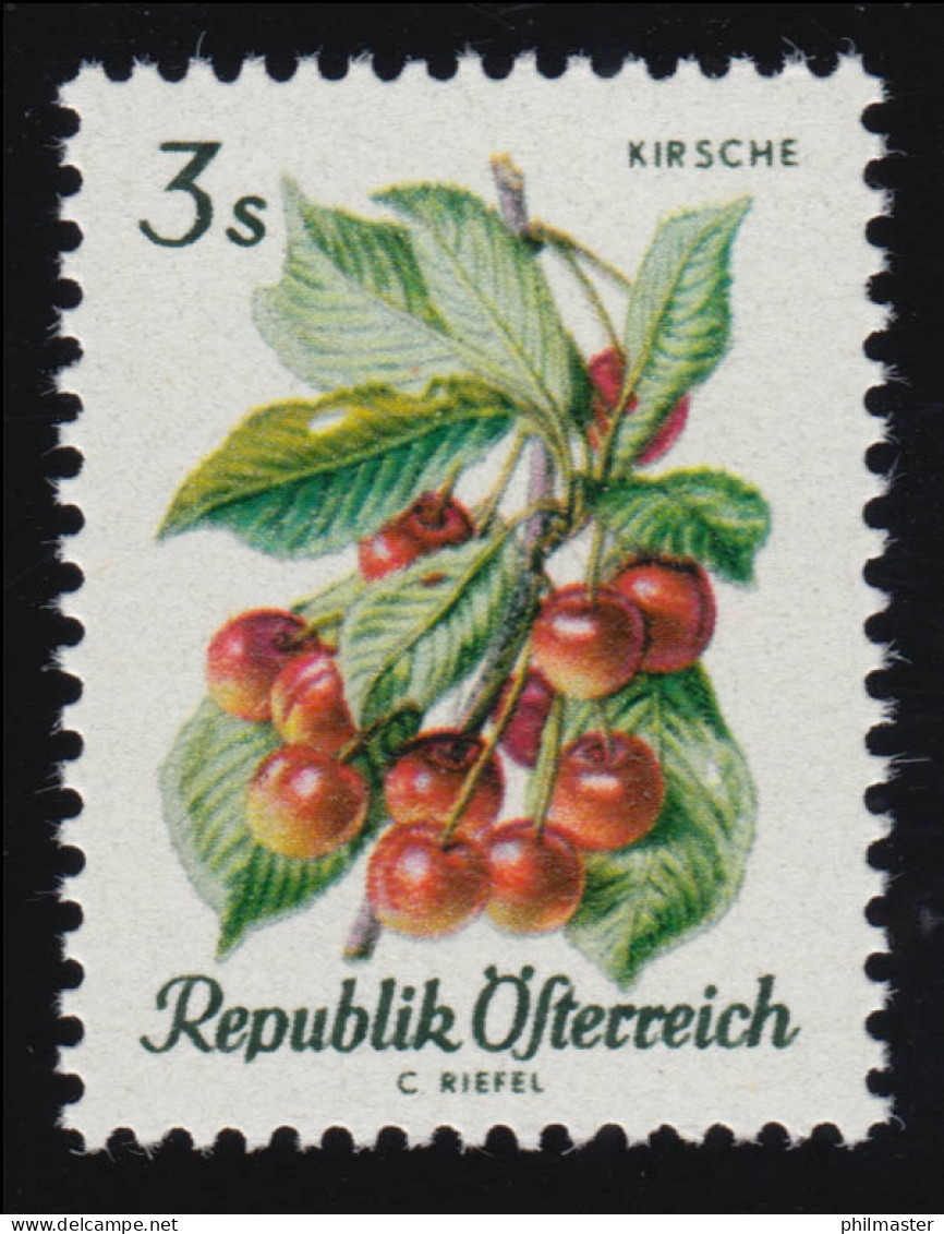 1228 Einheimische Obstsorten, Süßkirschen, 3 S, Postfrisch, **  - Unused Stamps