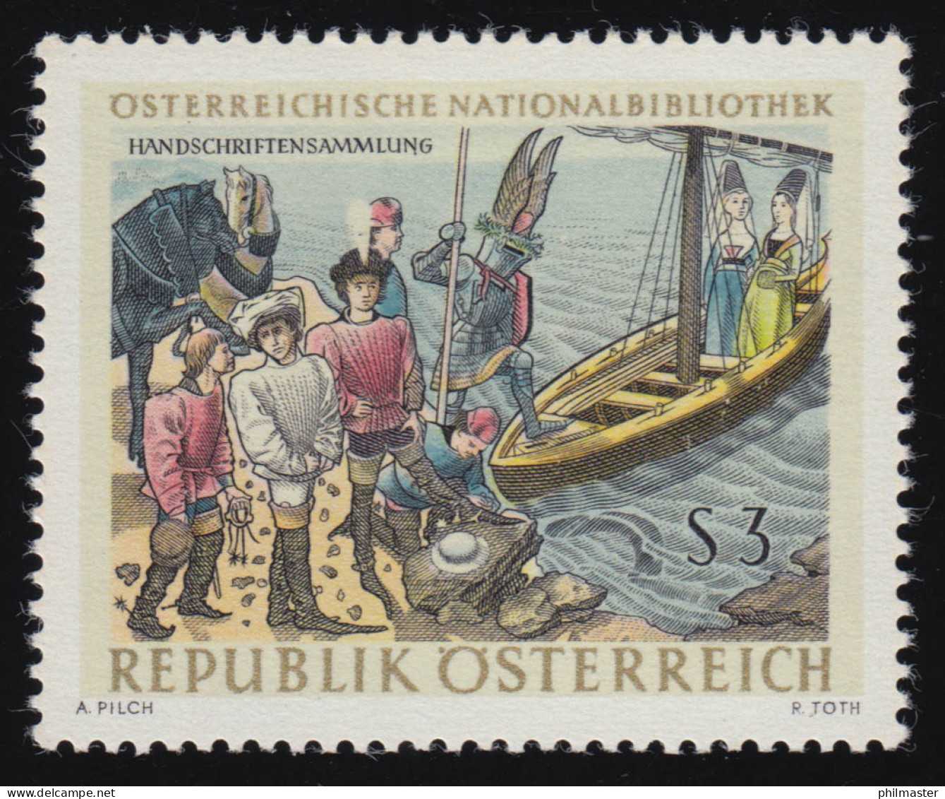 1221 Öst. Nationalbibl., Illustrationen "Buch Von Liebentbr. Herzen", 3 S, ** - Unused Stamps