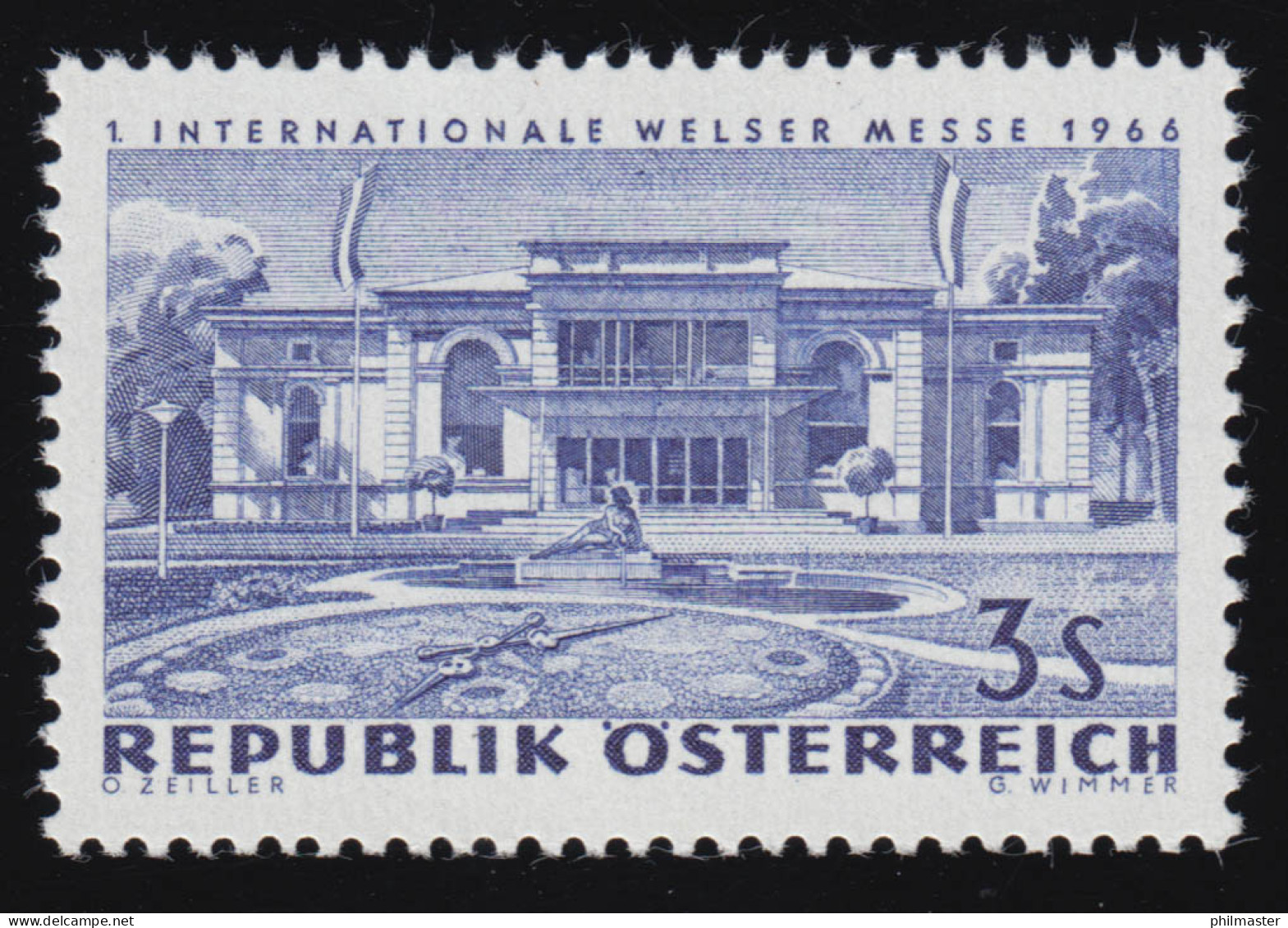 1215 Int. Messe Wels, Ausstellungsgebäude, Blumenuhr, 3 S, Postfrisch  ** - Unused Stamps