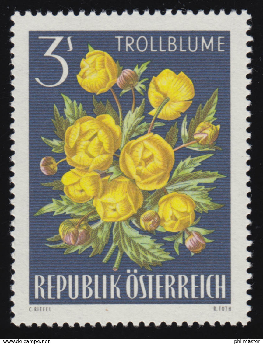 1212 Alpenflora, Europäische Trollblume (Trollius Europaeus) 3 S, Postfrisch  ** - Unused Stamps