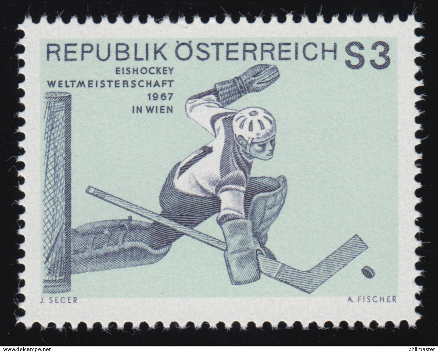 1235 Eishockey WM Wien, Eishockey Torwart,  3 S, Postfrisch **  - Ongebruikt