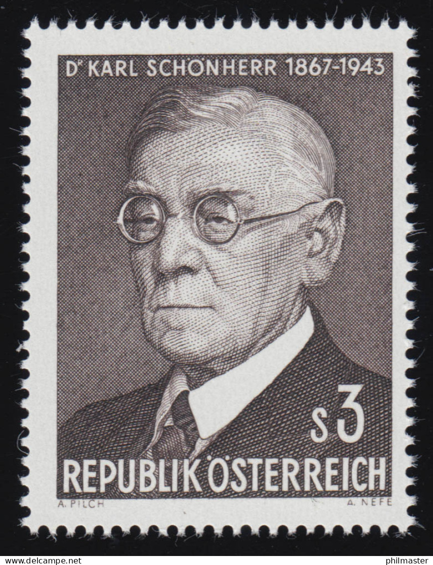 1234 100. Geburtstag, Karl Schönherr (1867-1943) Schriftsteller,  3 S, **  - Unused Stamps