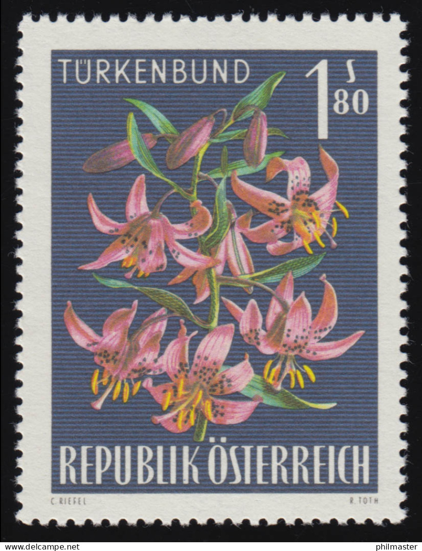 1210 Alpenflora, Türkenbund (Lilium Martagon), 1.80 S, Postfrisch  ** - Nuevos