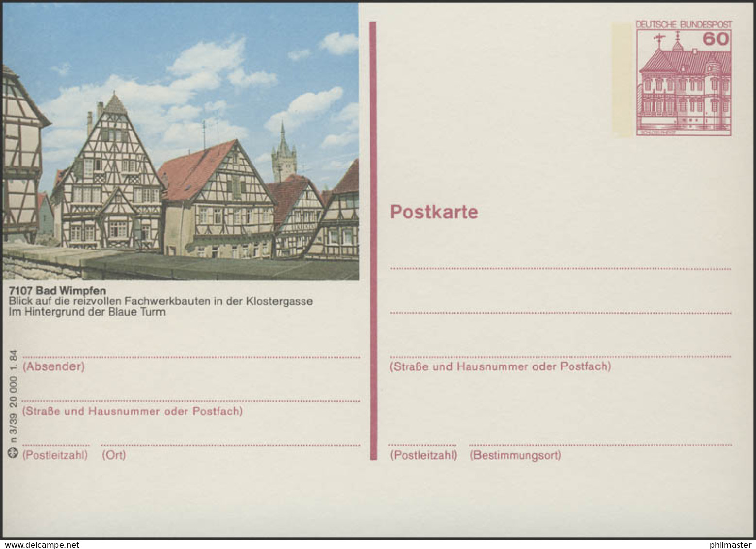 P138-n3/039 7107 Bad Wimpfen - Fachwerkbauten ** - Cartoline Illustrate - Nuovi