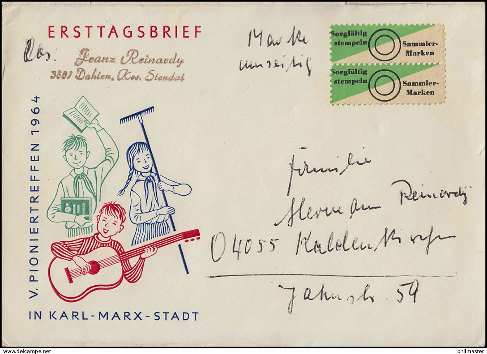 Block 25 Spartakusbund Rs. Auf Brief SSt STENDAL Herz Der Altmark 13.1.1966 - Andere & Zonder Classificatie