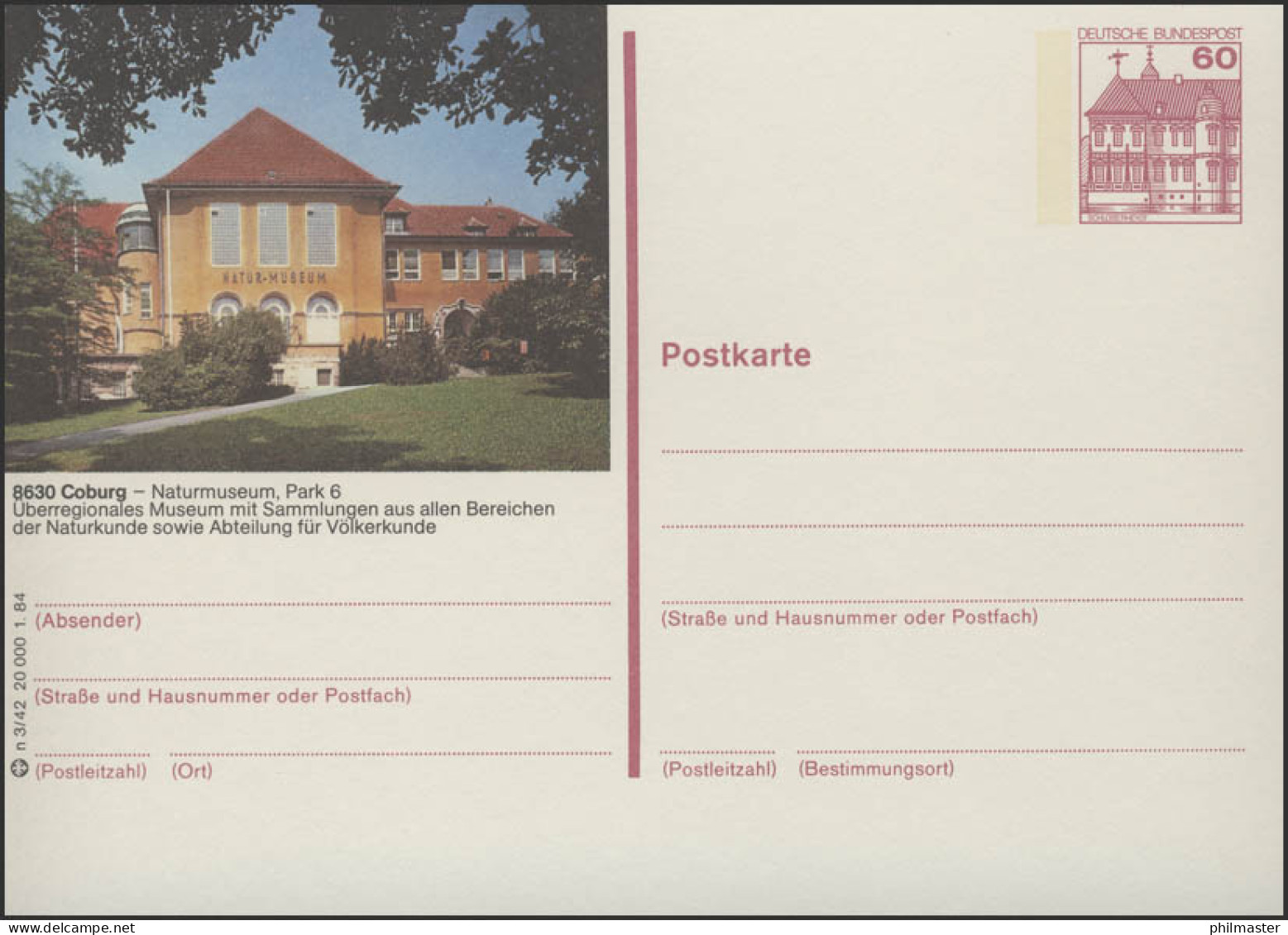 P138-n3/042 8630 Coburg - Natur-Museum ** - Geïllustreerde Postkaarten - Ongebruikt