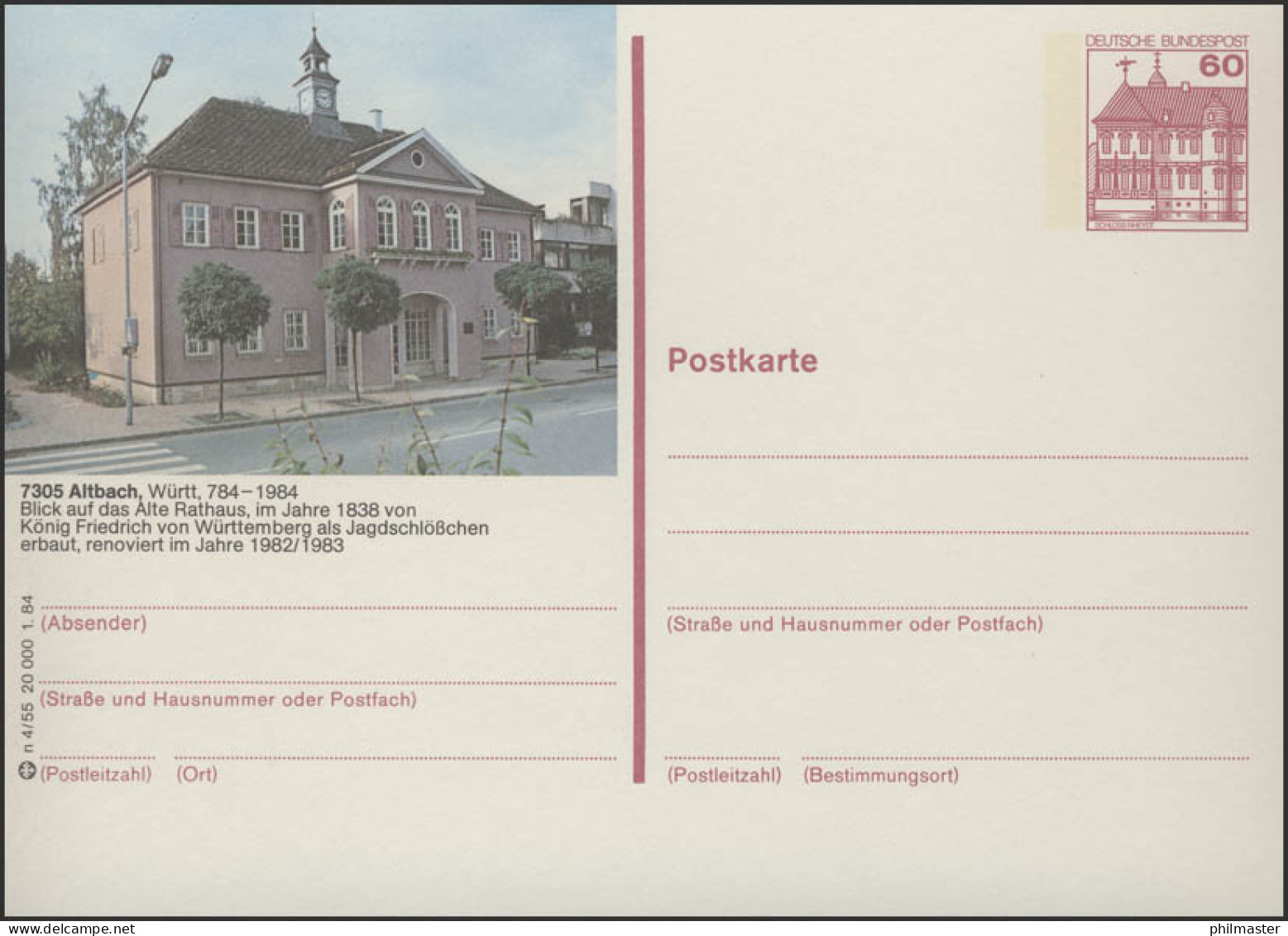 P138-n4/055 7305 Altbach/Württemberg - Altes Rathaus ** - Illustrated Postcards - Mint