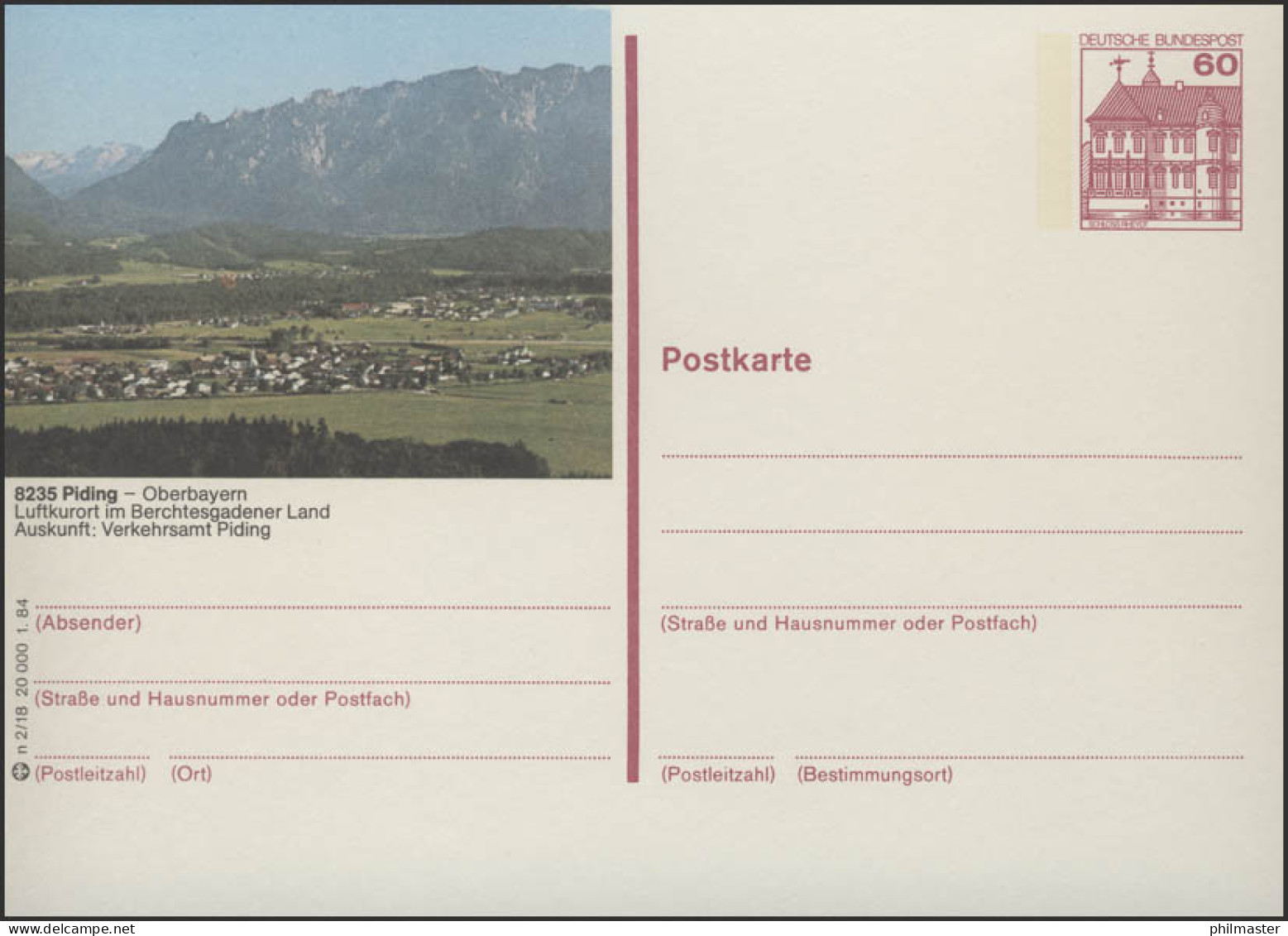 P138-n2/018 8235 Piding - Ortsansicht Und Berge ** - Geïllustreerde Postkaarten - Ongebruikt