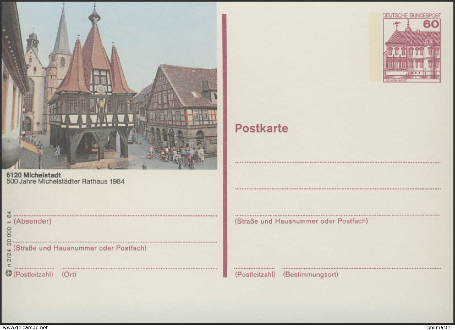 P138-n2/024 6120 Michelstadt - Rathaus ** - Cartes Postales Illustrées - Neuves