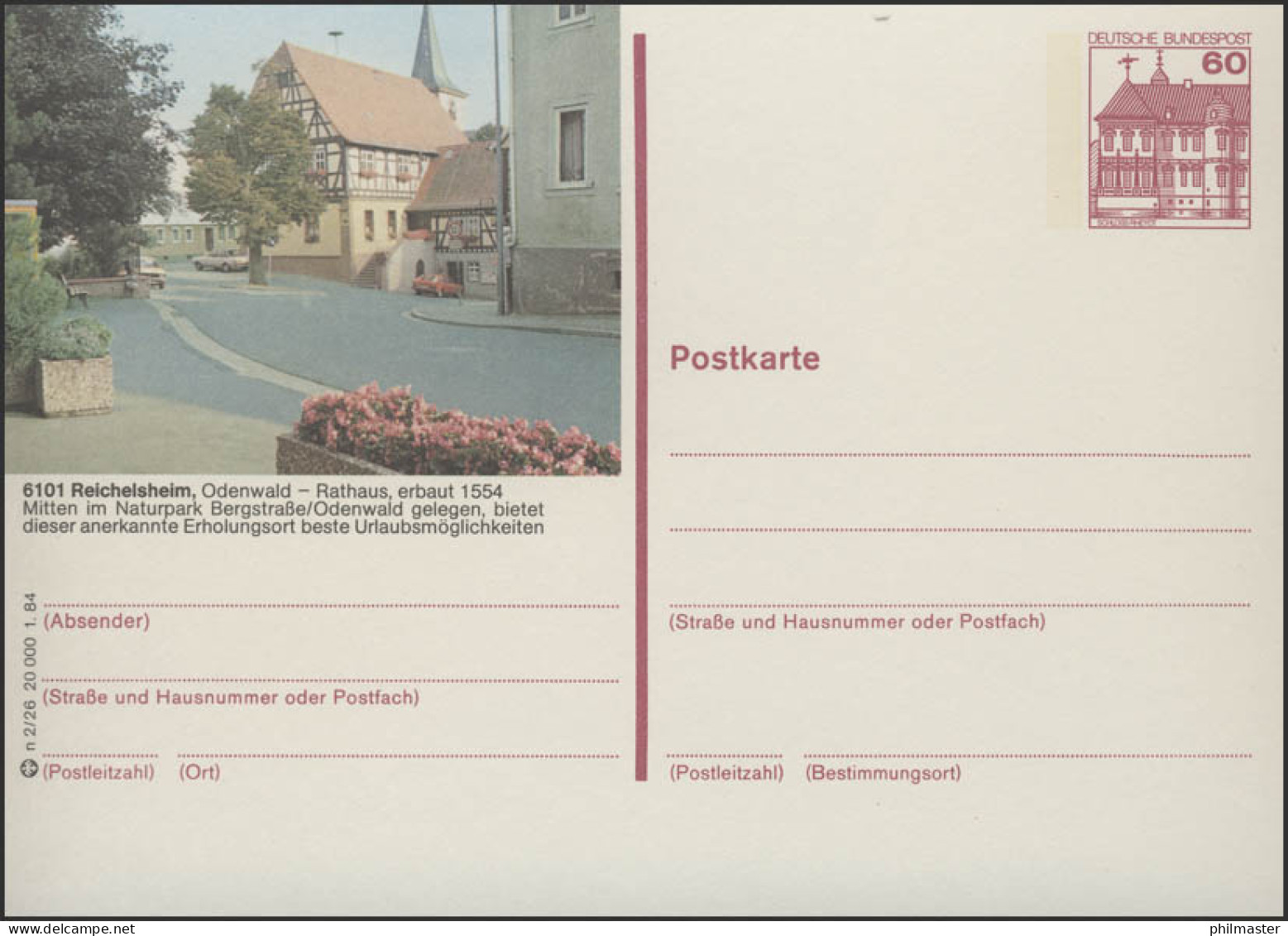 P138-n2/026 6101 Reichelsheim - Altes Rathaus ** - Illustrated Postcards - Mint