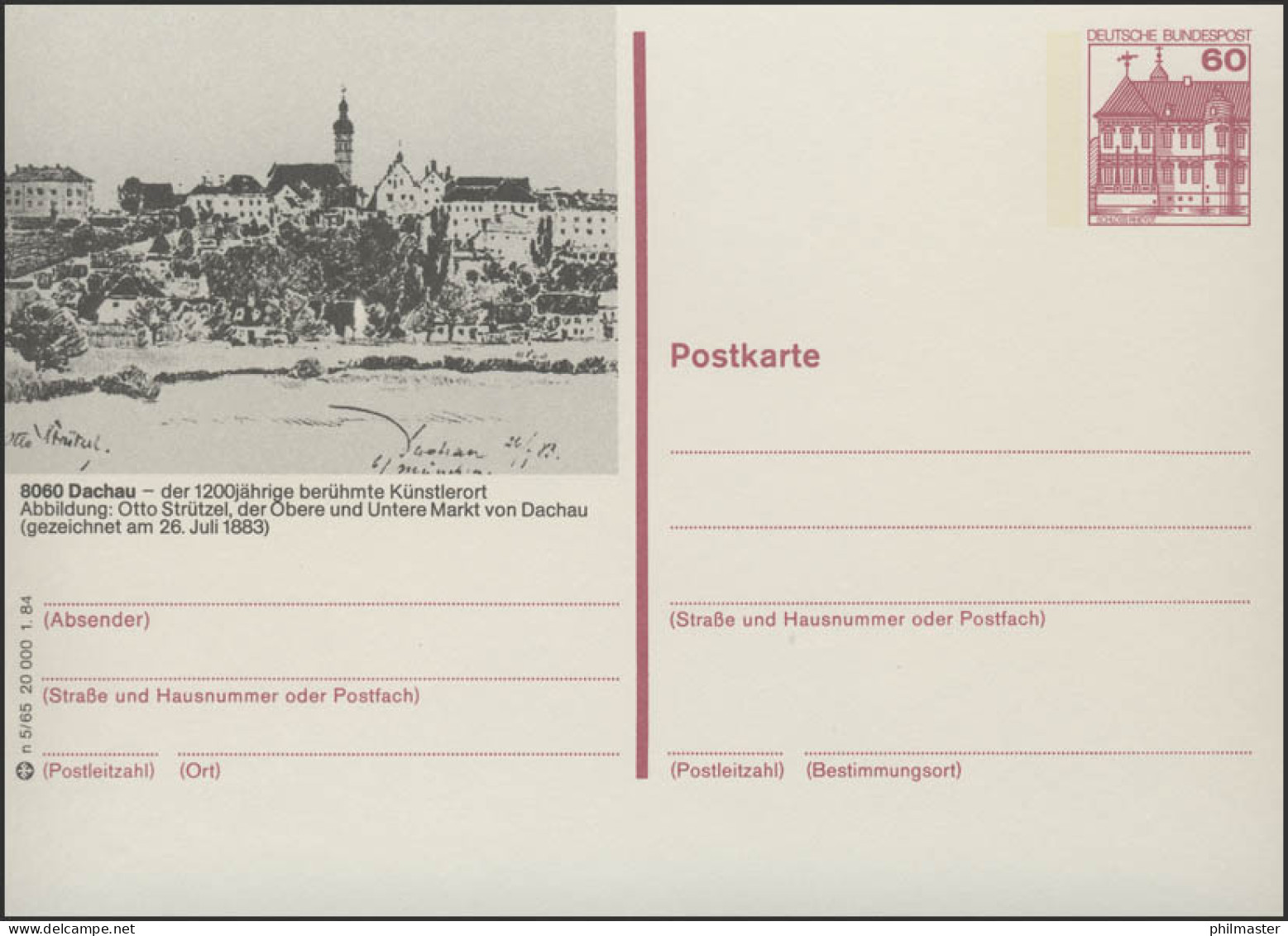 P138-n5/065 8060 Dachau - Zeichnung Stadtansicht ** - Illustrated Postcards - Mint