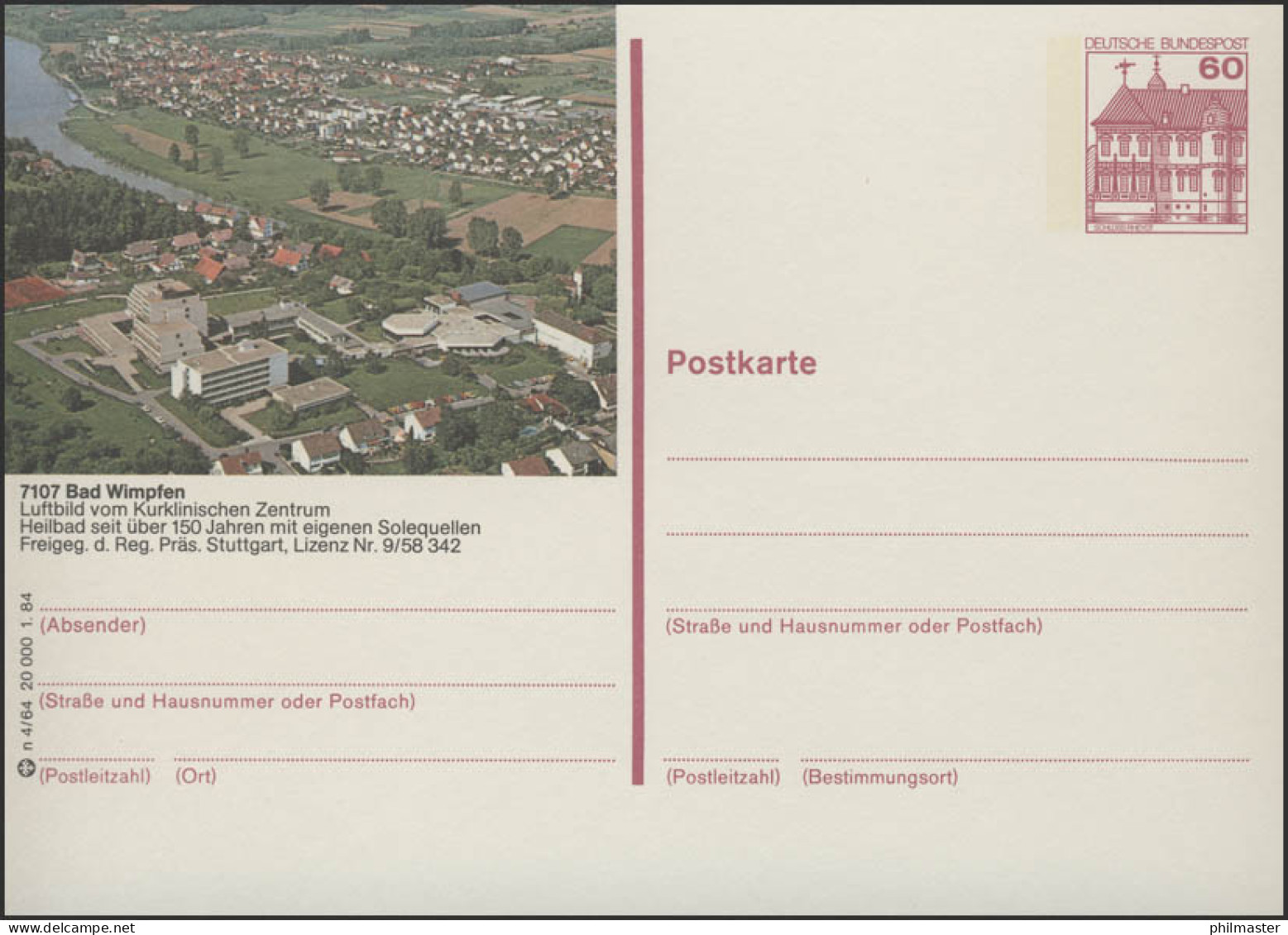 P138-n4/064 7107 Bad Wimpfen - Luftbild Kurklinik ** - Illustrated Postcards - Mint