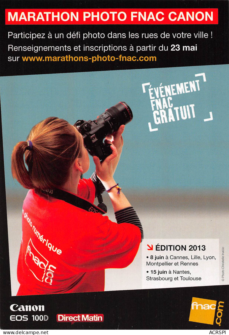 FNAC Marathon Photo Canon  PUB Publicité  Spectacle   N° 9 \MK3034 - Publicité