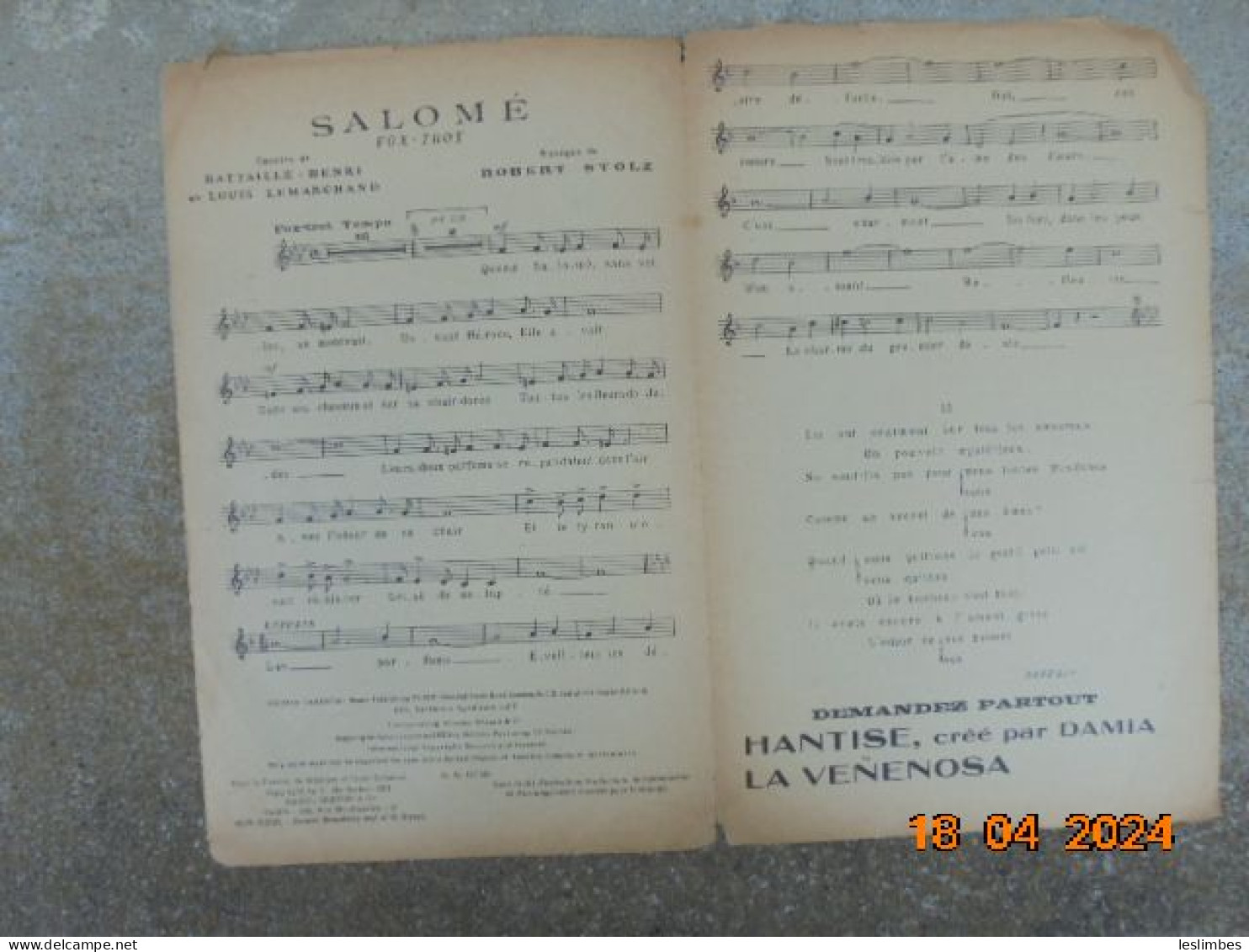 Salome [partition] Fox-Trot - Battaille Henri, Robert Stolz - Raoul Breton & Cie - Partitions Musicales Anciennes