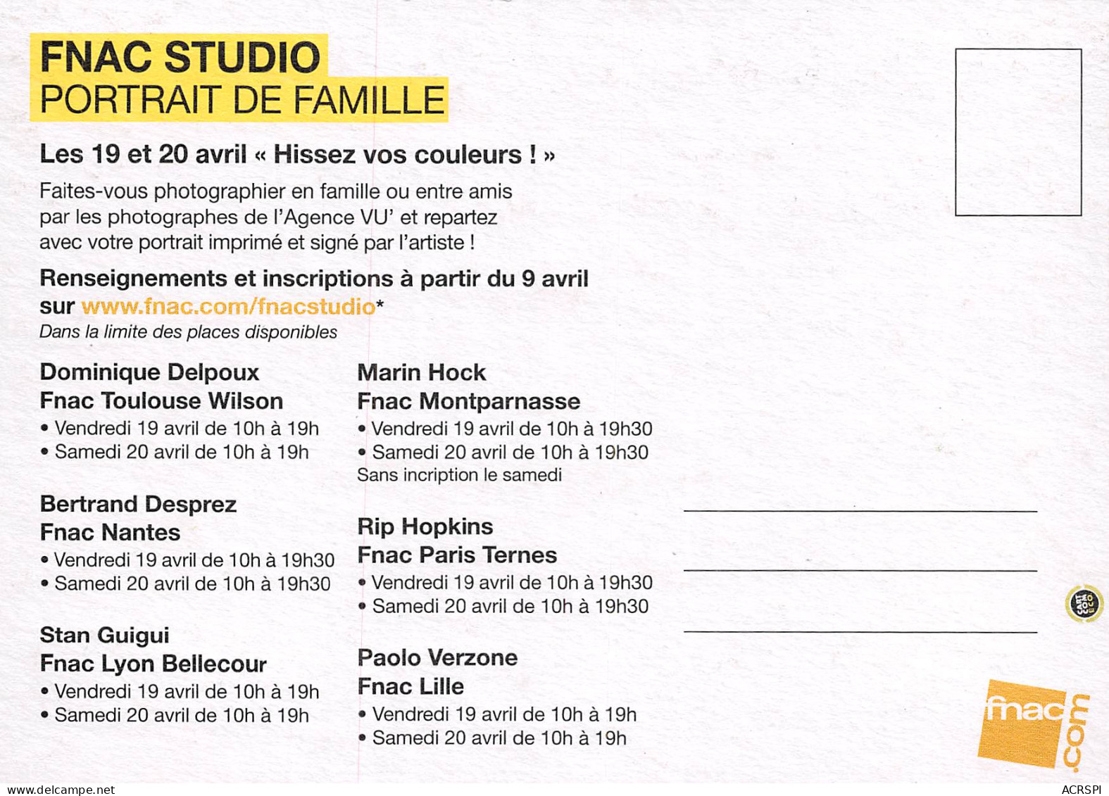 FNAC Studio  PUB Publicité  Spectacle   N° 23 \MK3034 - Werbepostkarten