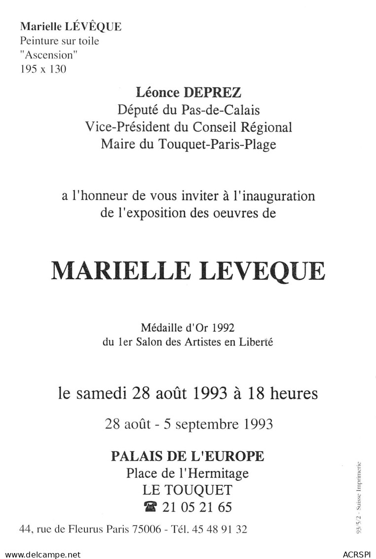 62 LE TOUQUET Marielle Leveque Aout 1993 Palais De L'Europe  N° 32 \MK3034 - Le Touquet