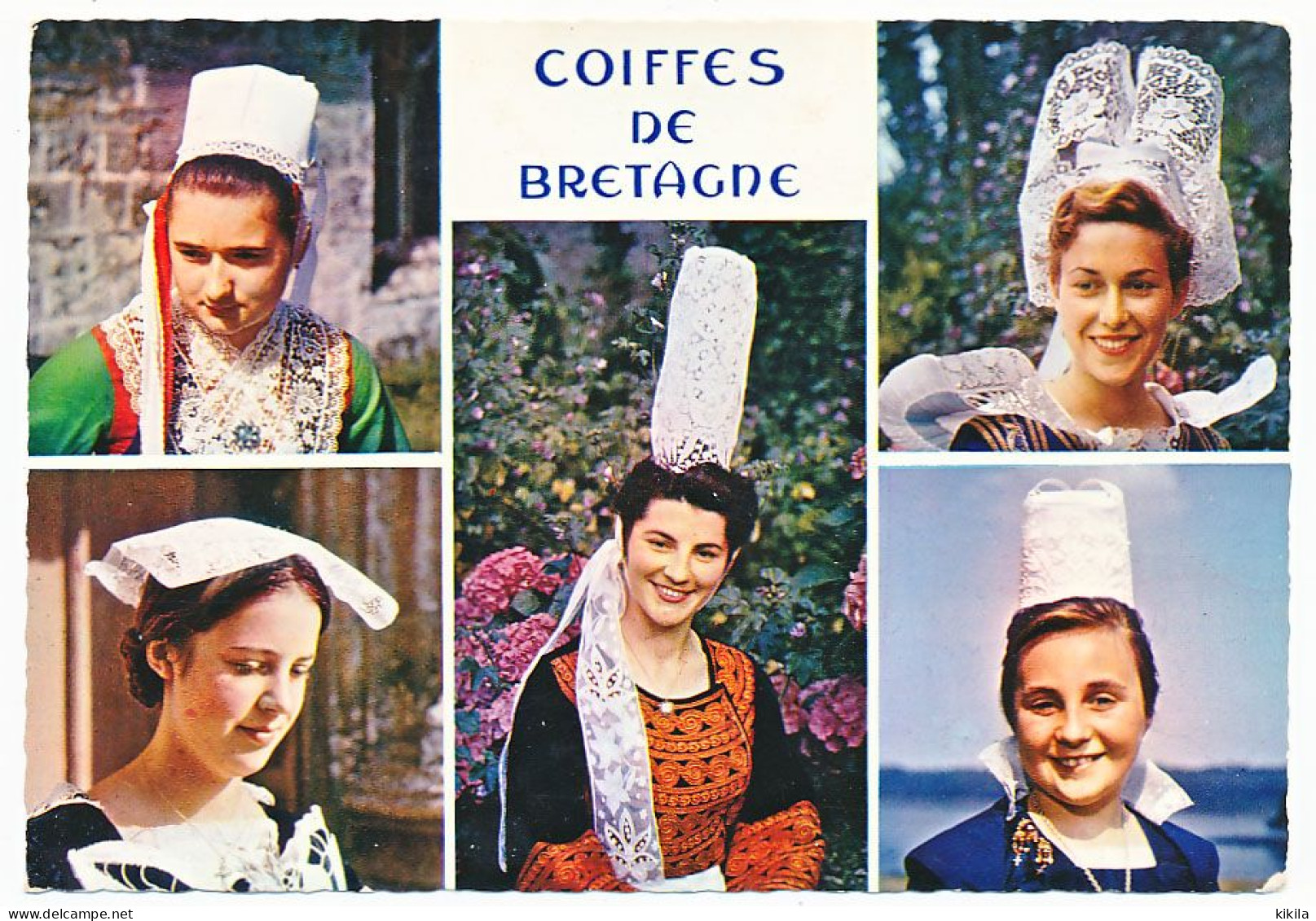 CPSM Dentelée 10.5 X 15 Coiffes De Bretagne Jeunes Filles En Costume De Lorient, Quimper, Fouesnant, Pont L'Abbé Et * - Bretagne