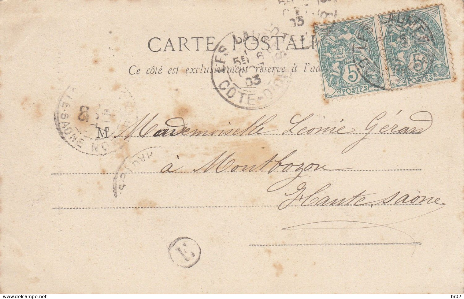 COTE D'OR CP 1903 LES LAUMES + BOITE RURALE E = GRIGNON "je Suis Revenu Passer 9 Jours à Grignon "  Voir Les Scans - 1877-1920: Semi Modern Period