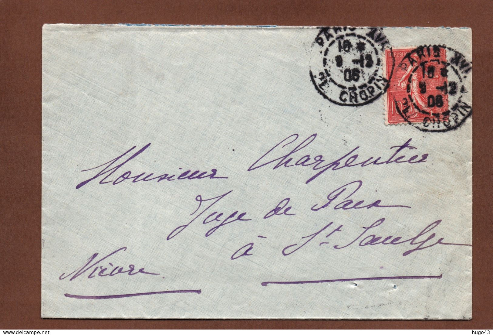 (RECTO / VERSO) ENVELOPPE EN 1906 - CACHET PARIS CHOPIN - Briefe U. Dokumente